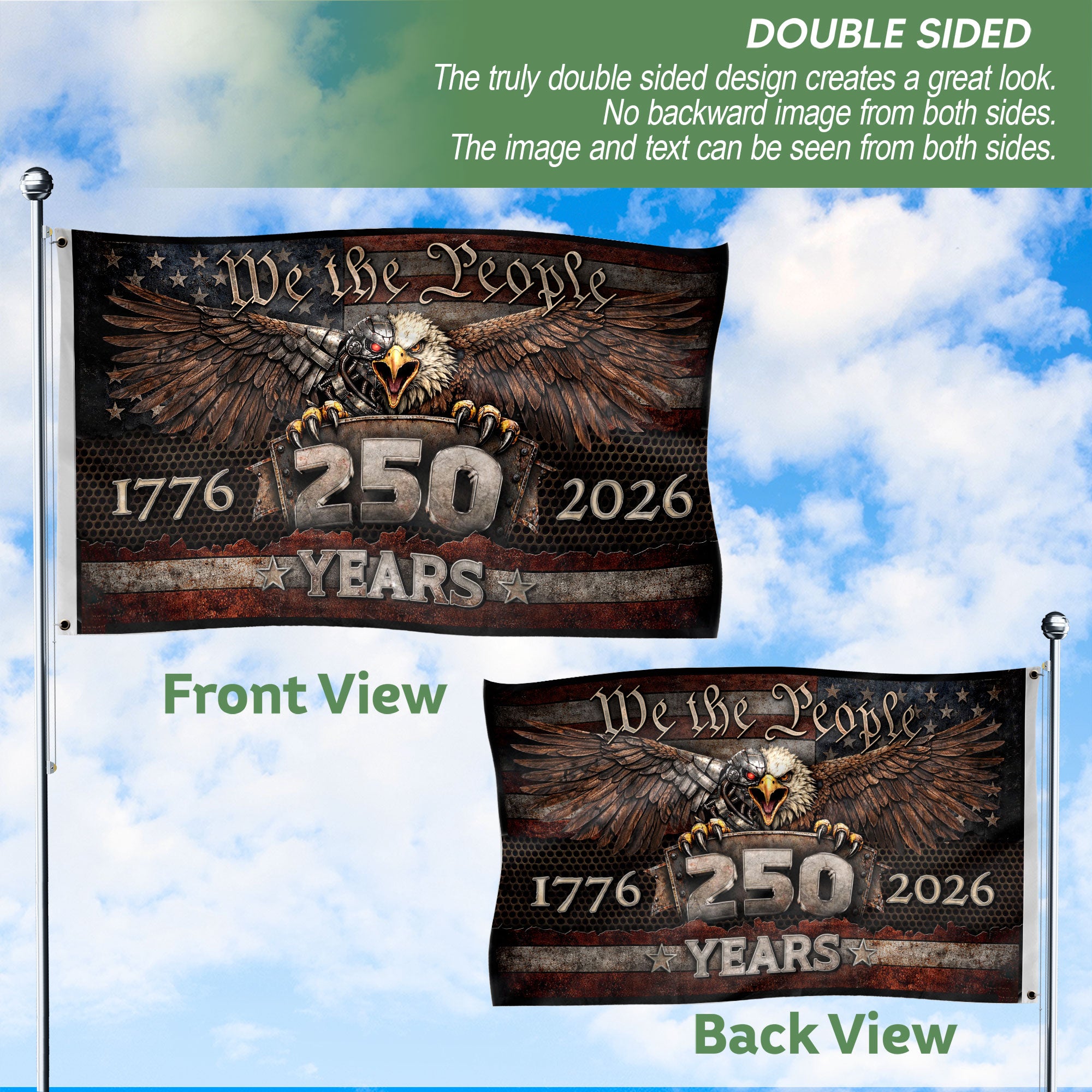USA 250 Years Independence Flag 1776–2026 American Eagle Patriotic Outdoor Garden Flag