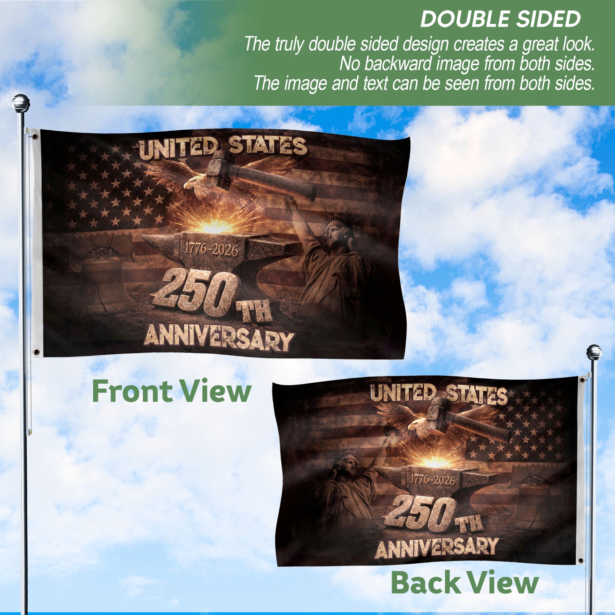 United States 250th Semiquincentennial Flag 1776–2026 Patriotic Outdoor Garden Flag