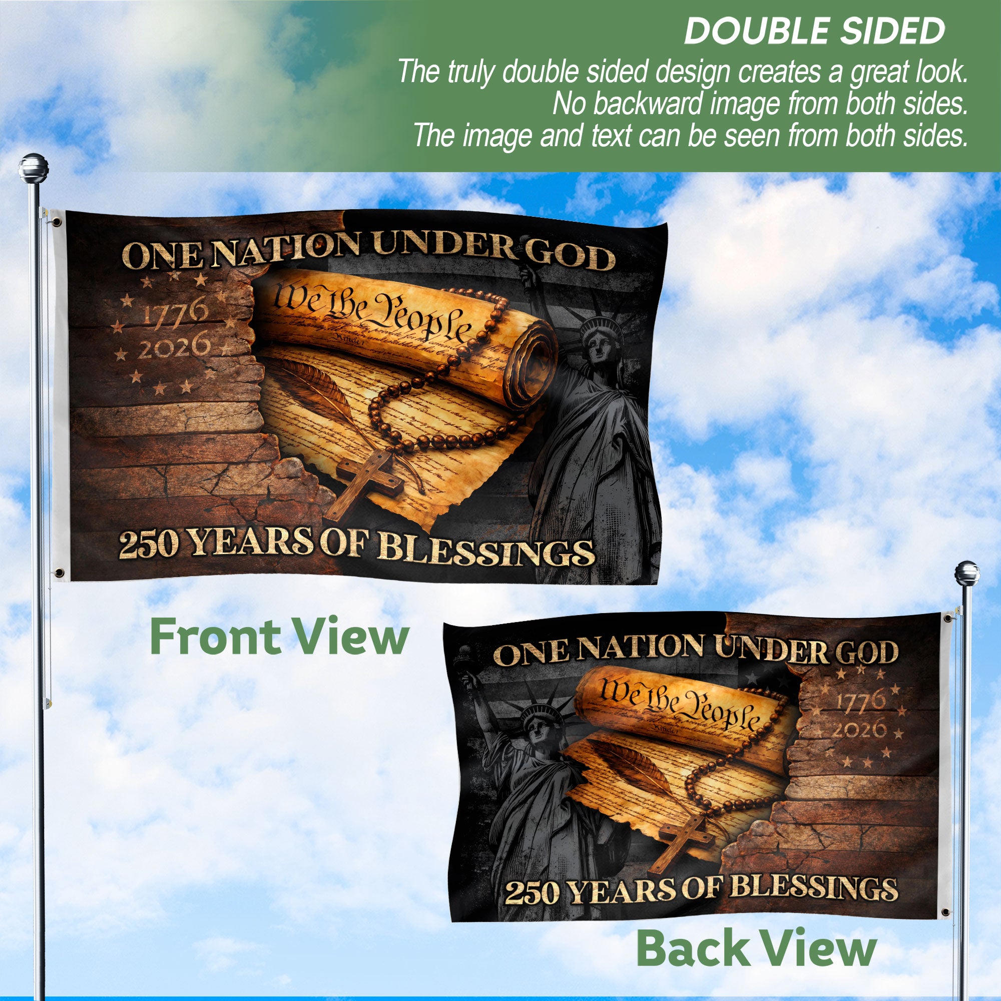 USA Semiquincentennial Christian Garden Flag 1776–2026 Faith Freedom Outdoor Decor
