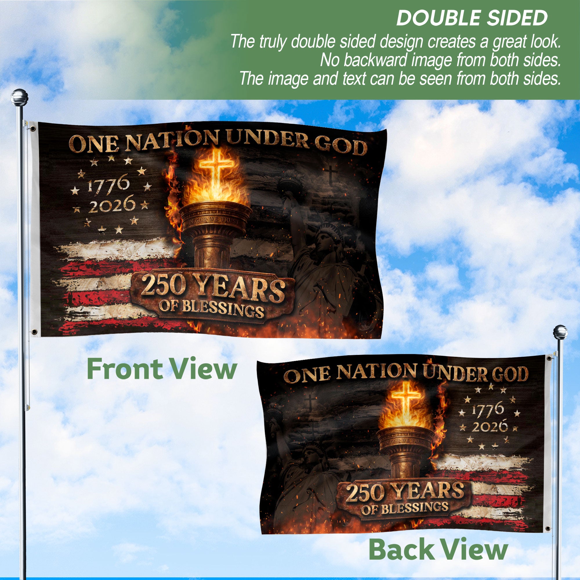 1776–2026 United States 250 Years Christian Freedom Garden Flag Decor