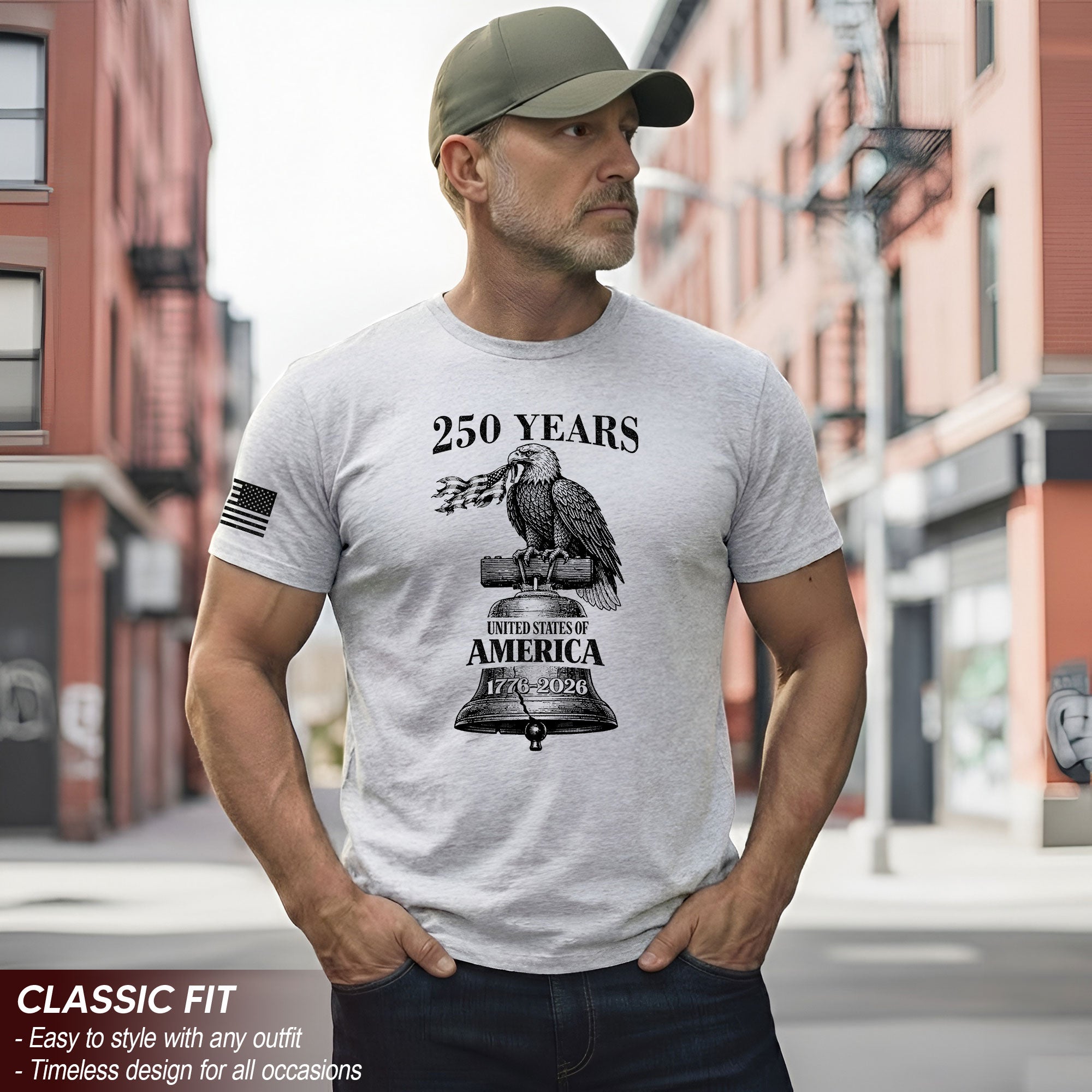USA 250th Anniversary Shirt 250 Years 1776-2026 Men’s Patriotic Eagle American Flag Celebration Tee