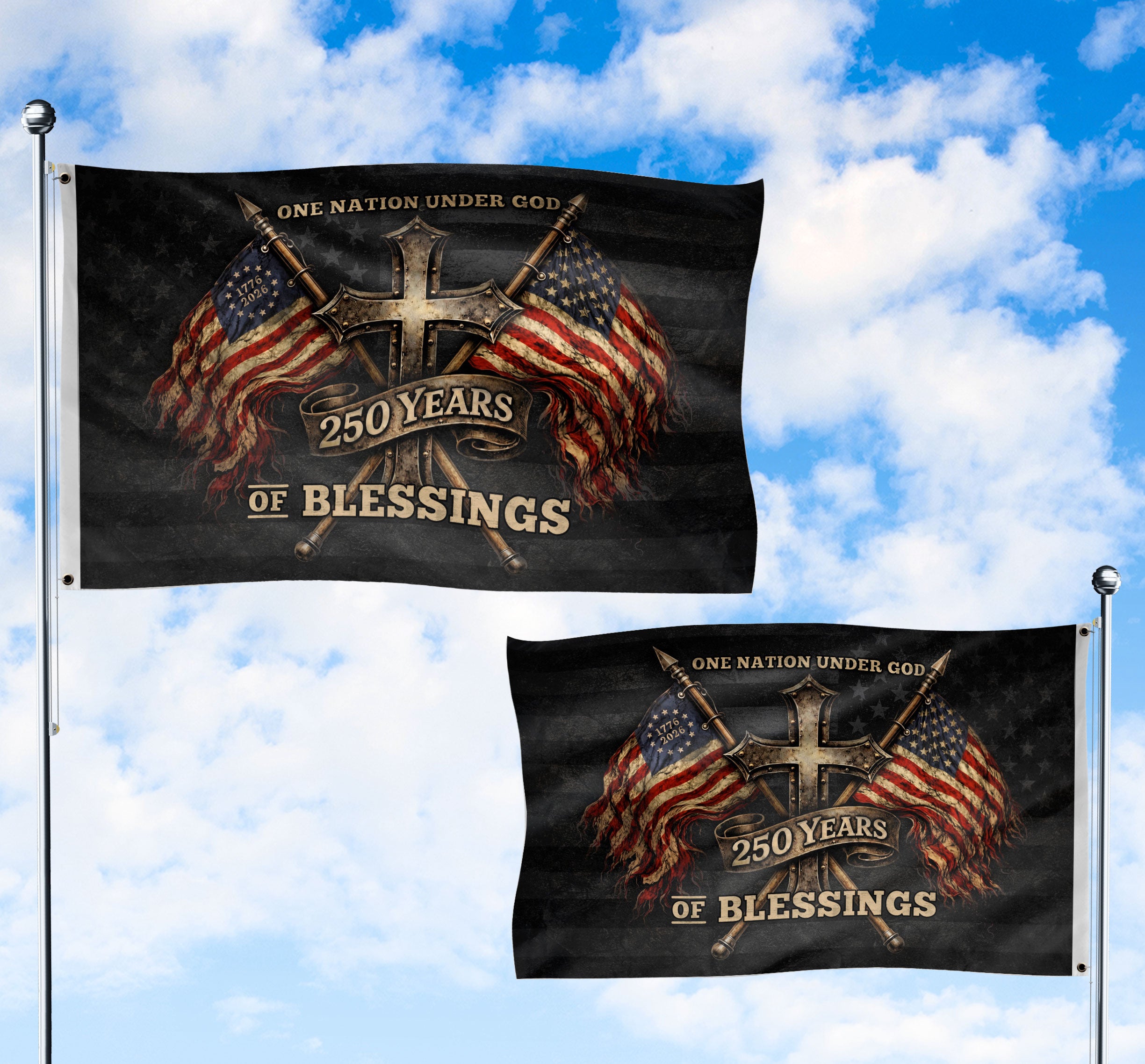 1776–2026 American Christian Patriotic Garden Flag Faith and Freedom Decor