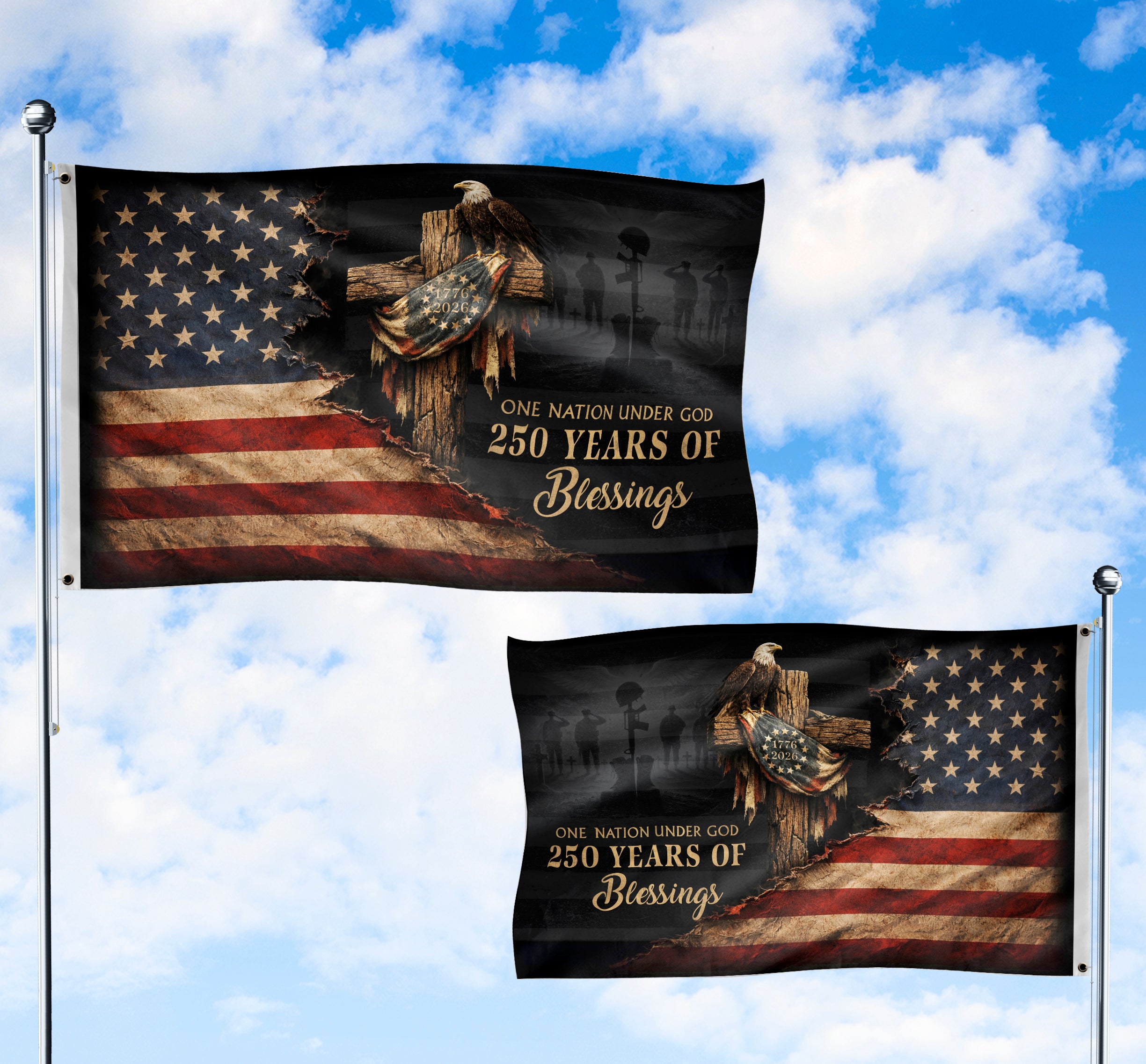 American Christian Freedom Garden Flag 1776–2026 Patriotic Yard Decor