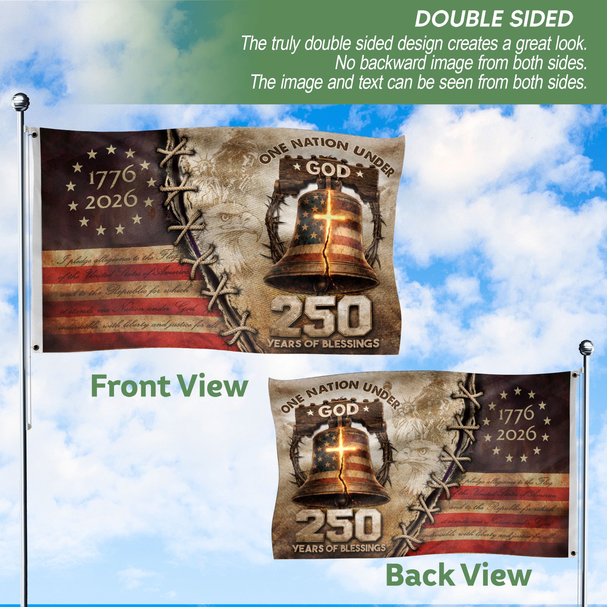 USA 250th Christian Garden Flag 1776–2026 Patriotic Faith Outdoor Decor