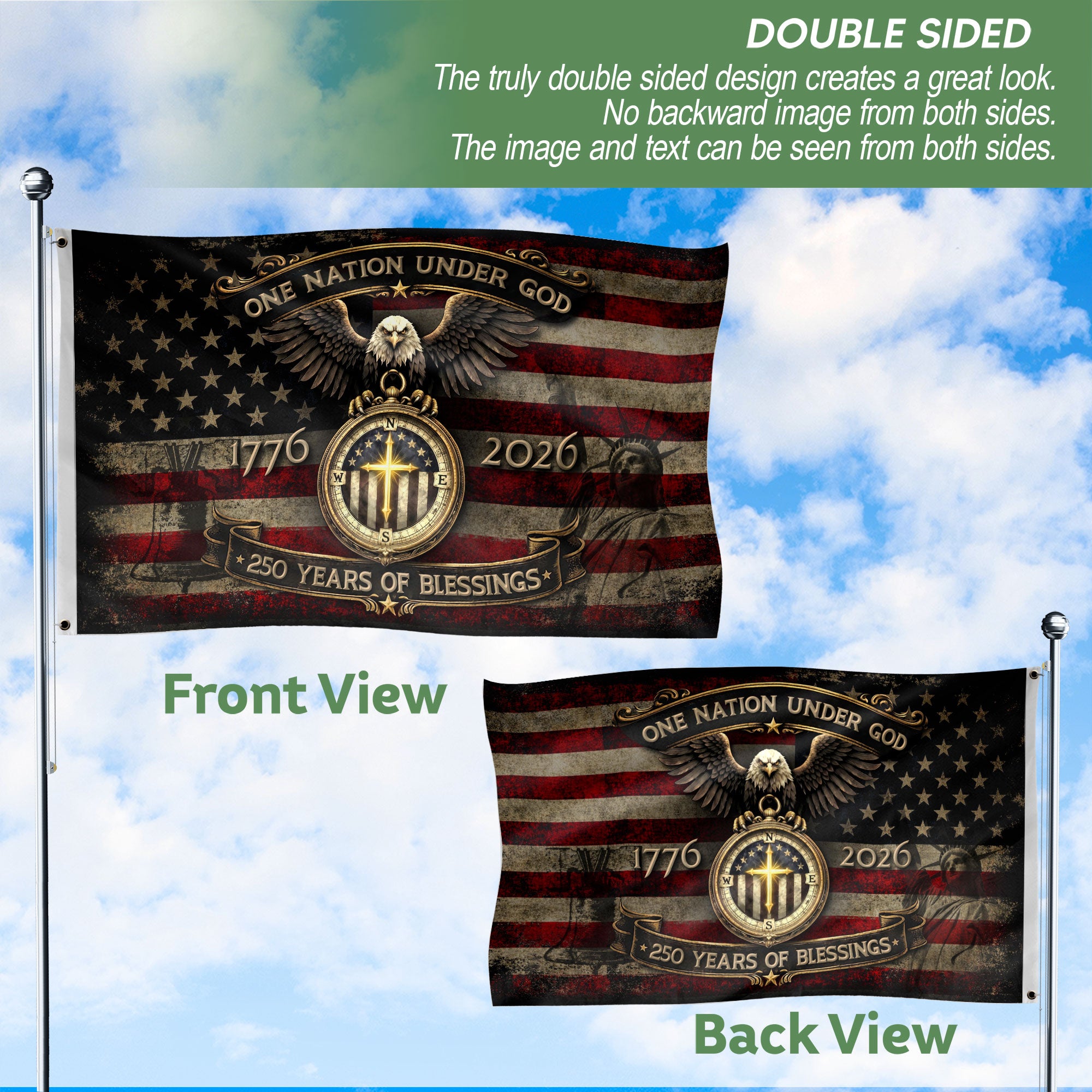 American Christian Faith Flag 250 Years Freedom Celebration Decor
