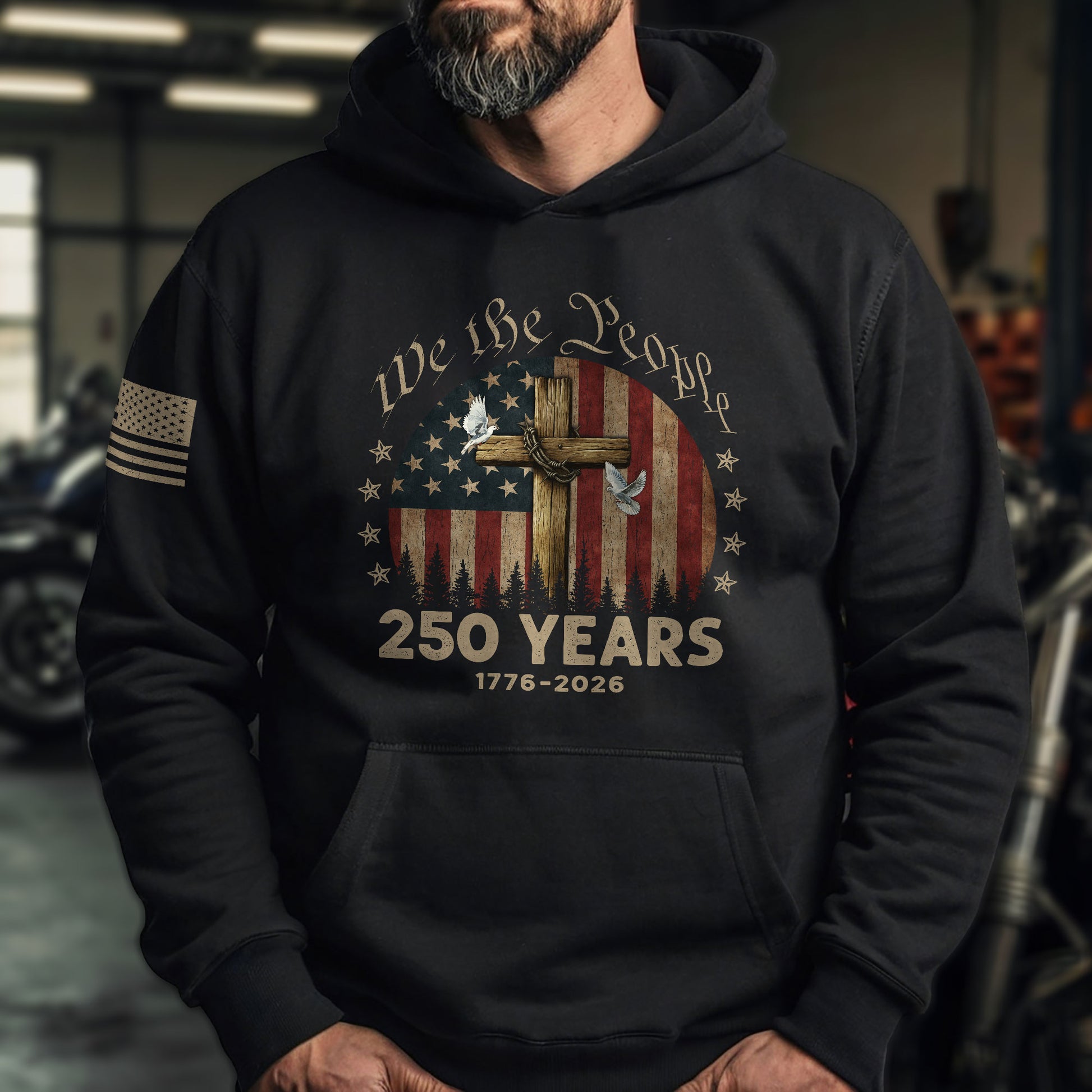 1776–2026 Patriotic Christian Hoodie USA 250 Year Freedom Celebration - Rust Field Wear