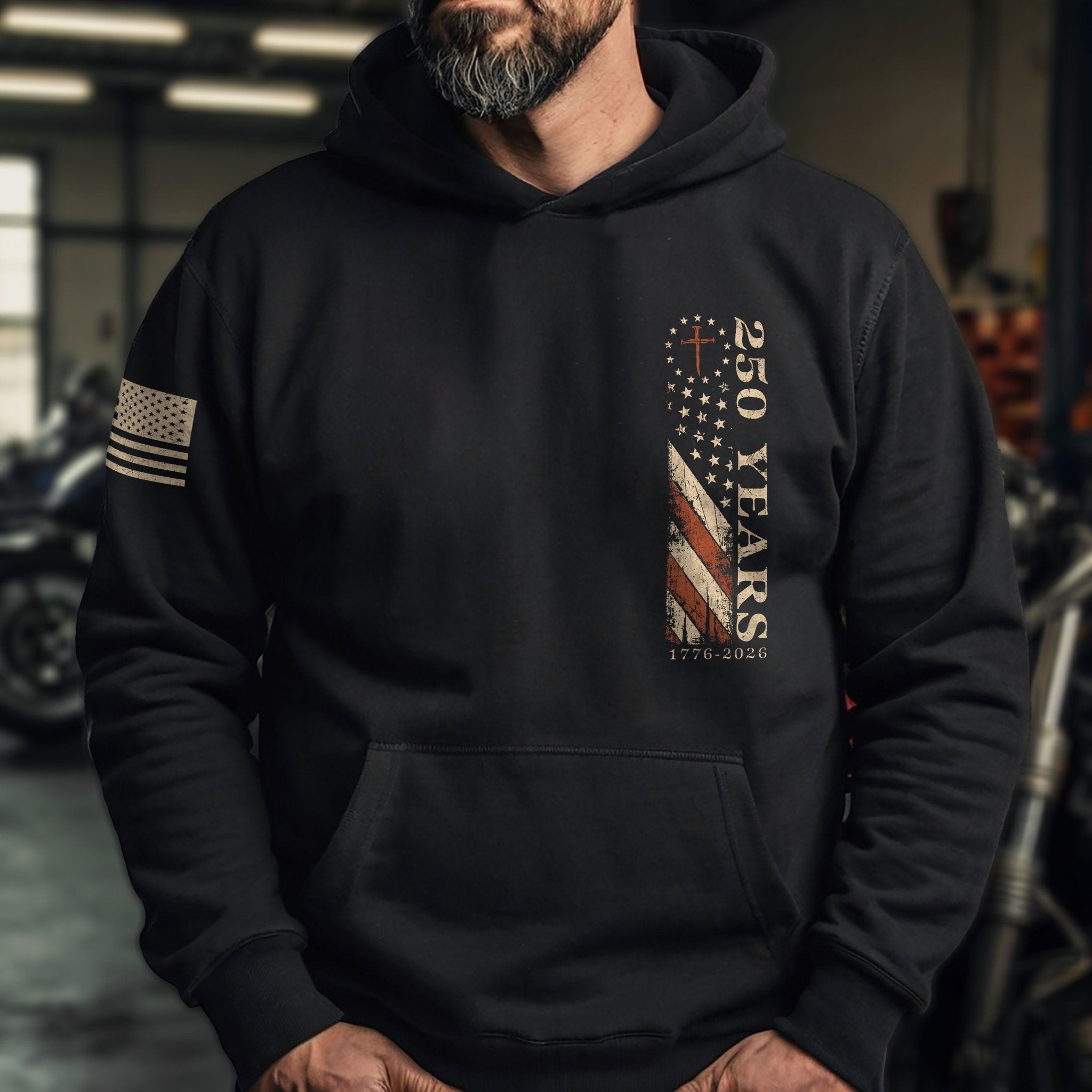 USA Christian Freedom Hoodie 250th Anniversary Independence Heritage Wear - Rust Field Wear