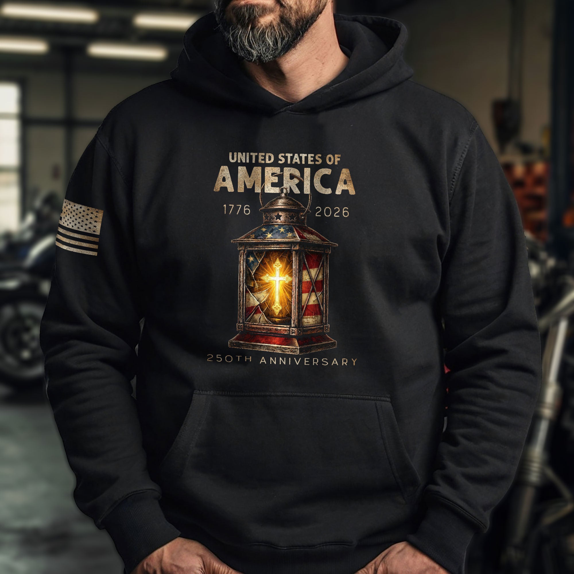 USA 250 Years of Freedom Christian Hoodie 1776–2026 Faith Patriotic Heritage