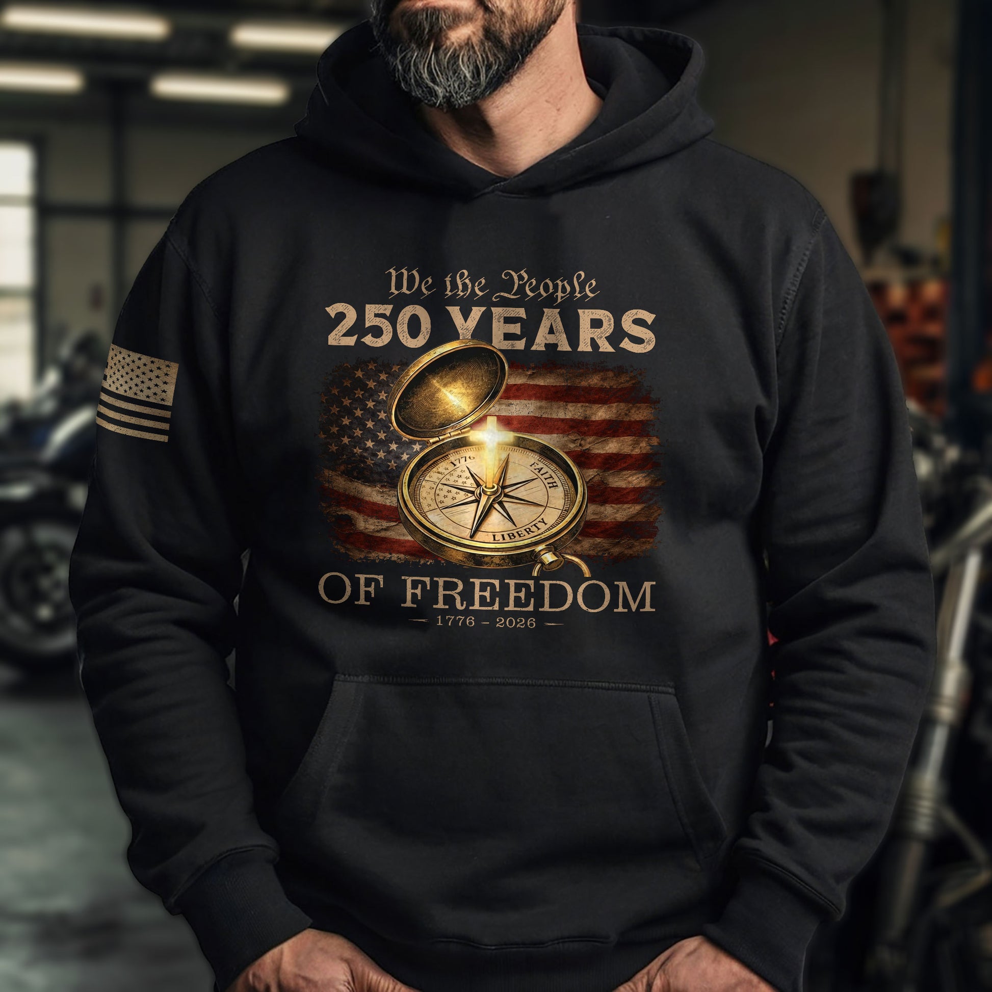 American Christian Faith Hoodie 1776–2026 USA 250th Anniversary Patriotic Gift - Rust Field Wear