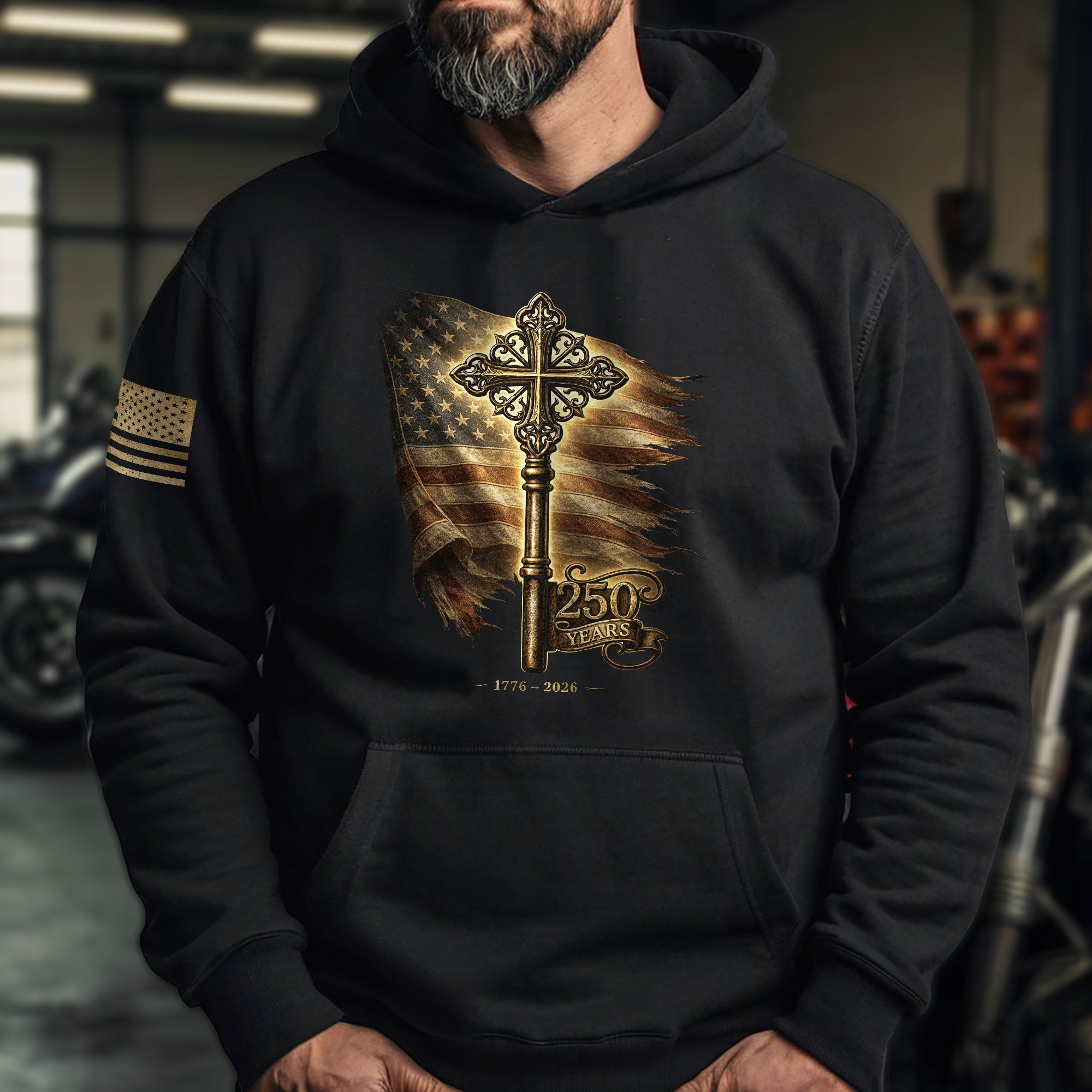 1776–2026 USA Christian Hoodie Patriotic Faith Apparel