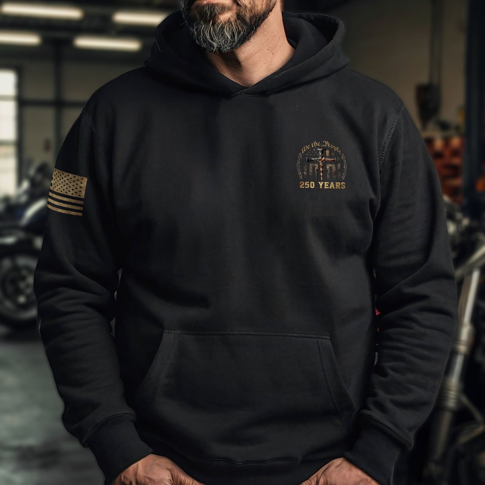 250 Years America Christian Freedom Hoodie 1776–2026 Patriotic Celebration - Rust Field Wear