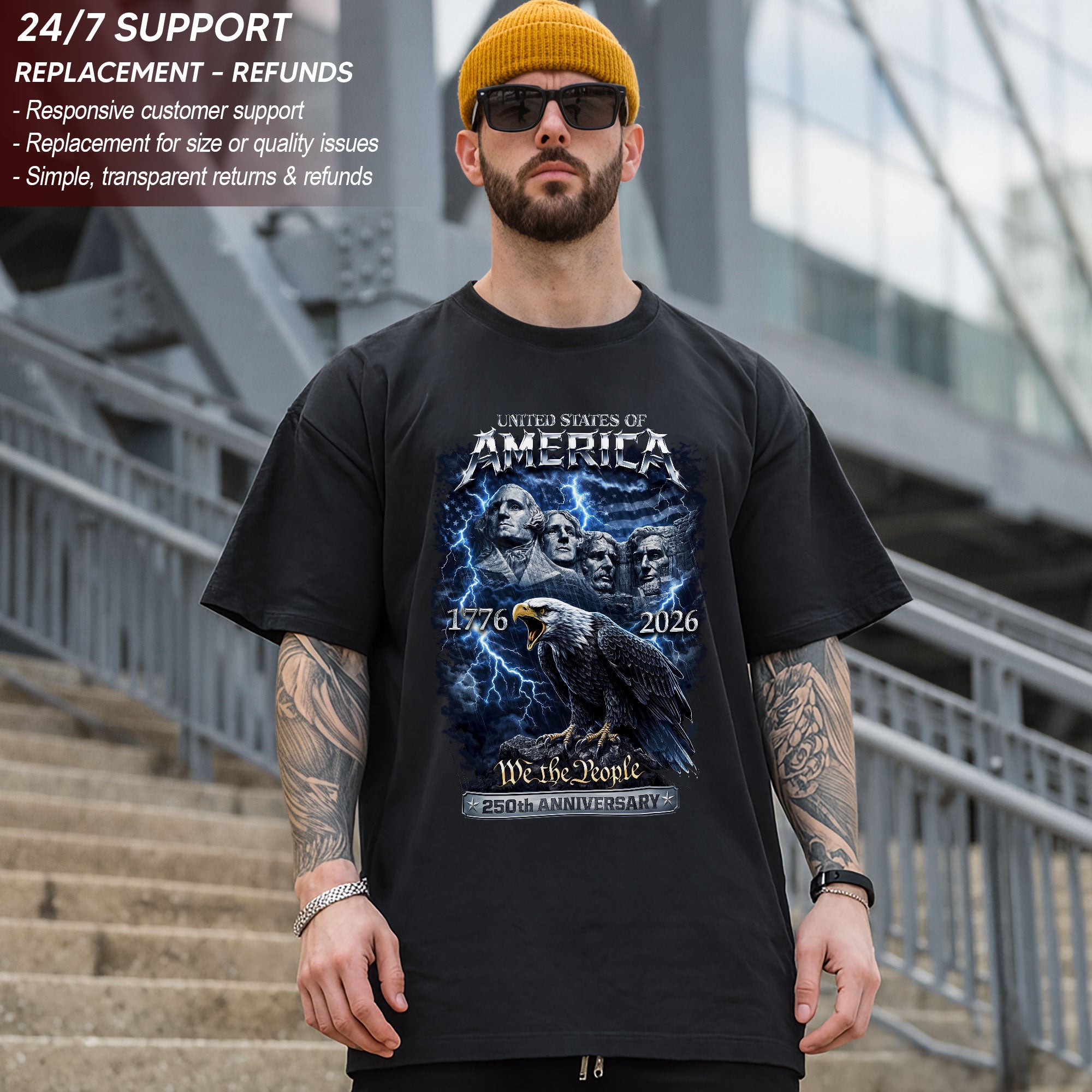America 1776–2026 – 250th Anniversary We The People Lightning Eagle Tee
