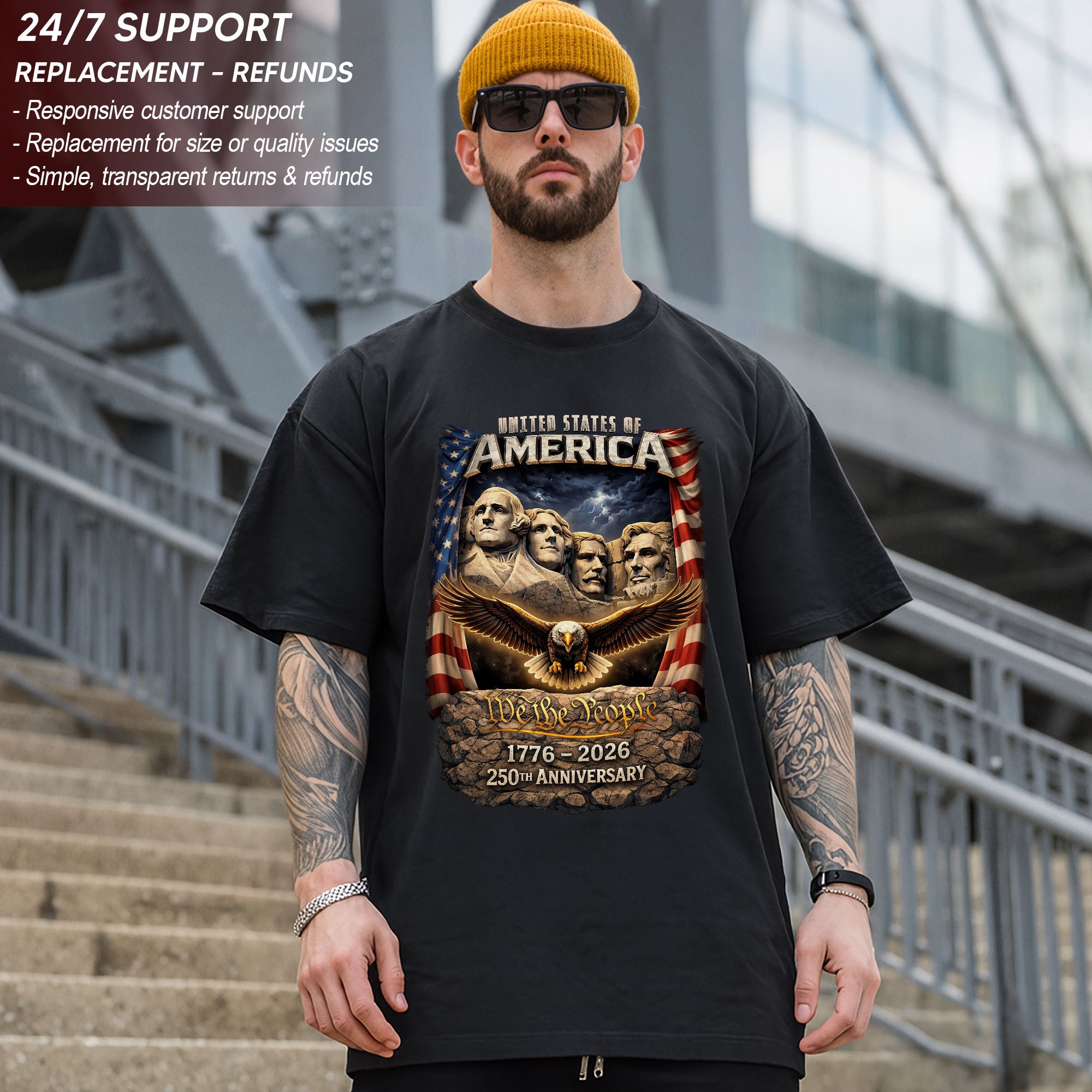 United States of 250 Years America Anniversary 1776–2026 – Monument Tribute Patriotic T-Shirt