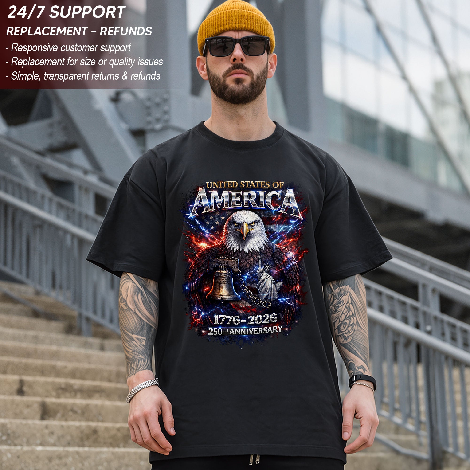 United States of America 1776–2026 – 250th Anniversary Eagle Patriotic T-Shirt