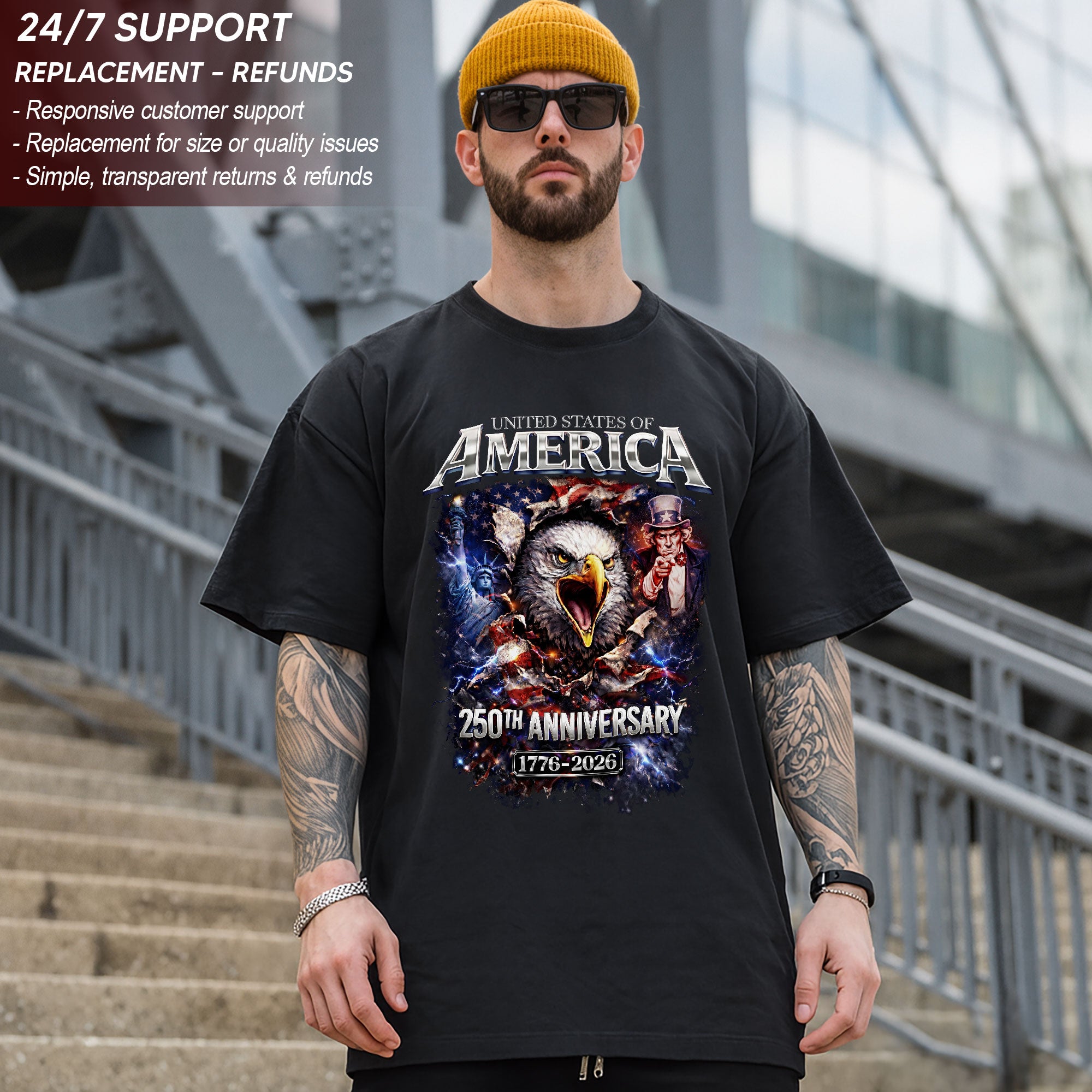 United States of 250 Years America Anniversary1776–2026 – Patriotic Tribute Graphic Tee