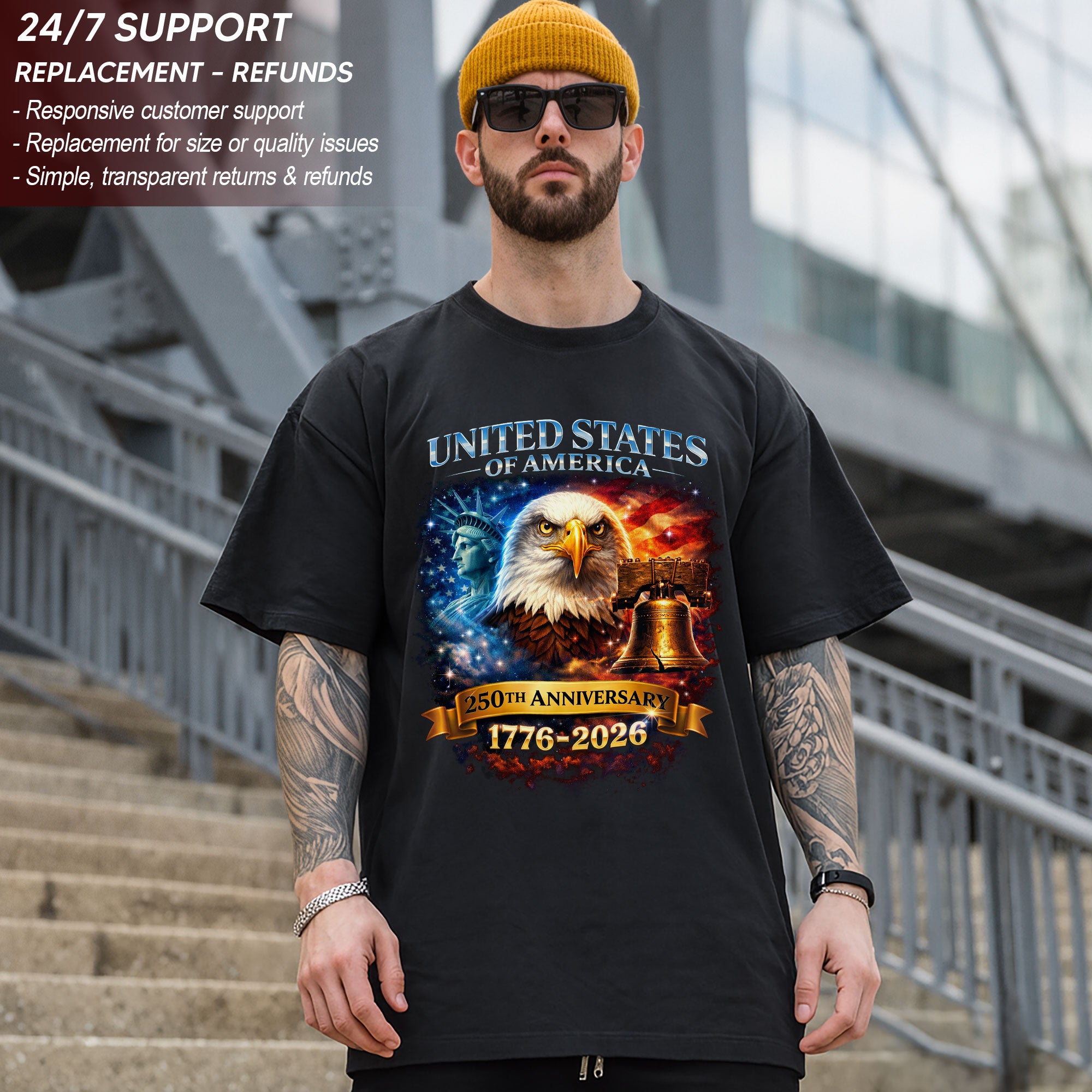 United States of America 1776–2026 – 250th Anniversary Liberty Eagle T-Shirt