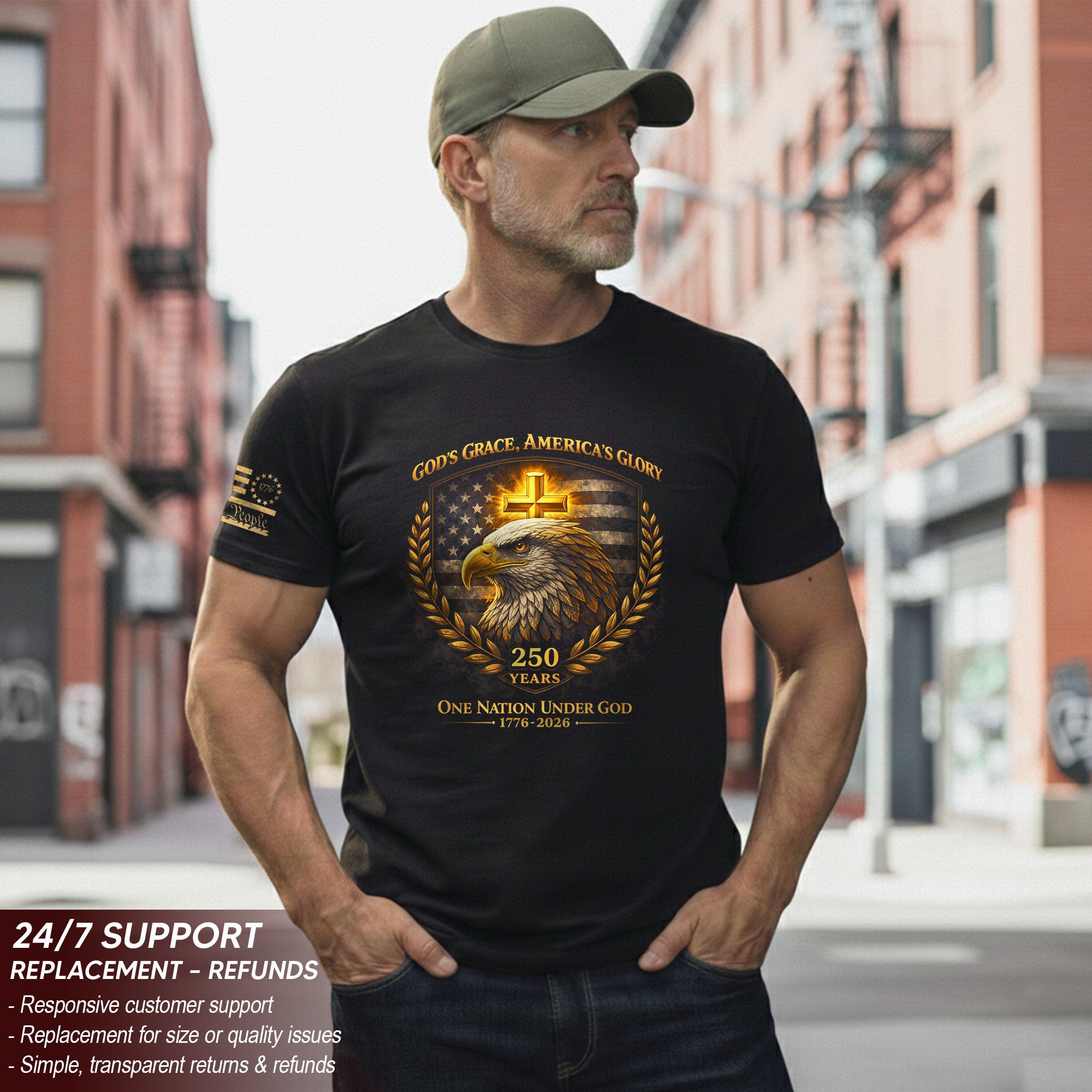 USA 250th Anniversary 1776-2026 Eagle Shirt – One Nation Under God 250 Years Christian Patriotic Heritage Tee