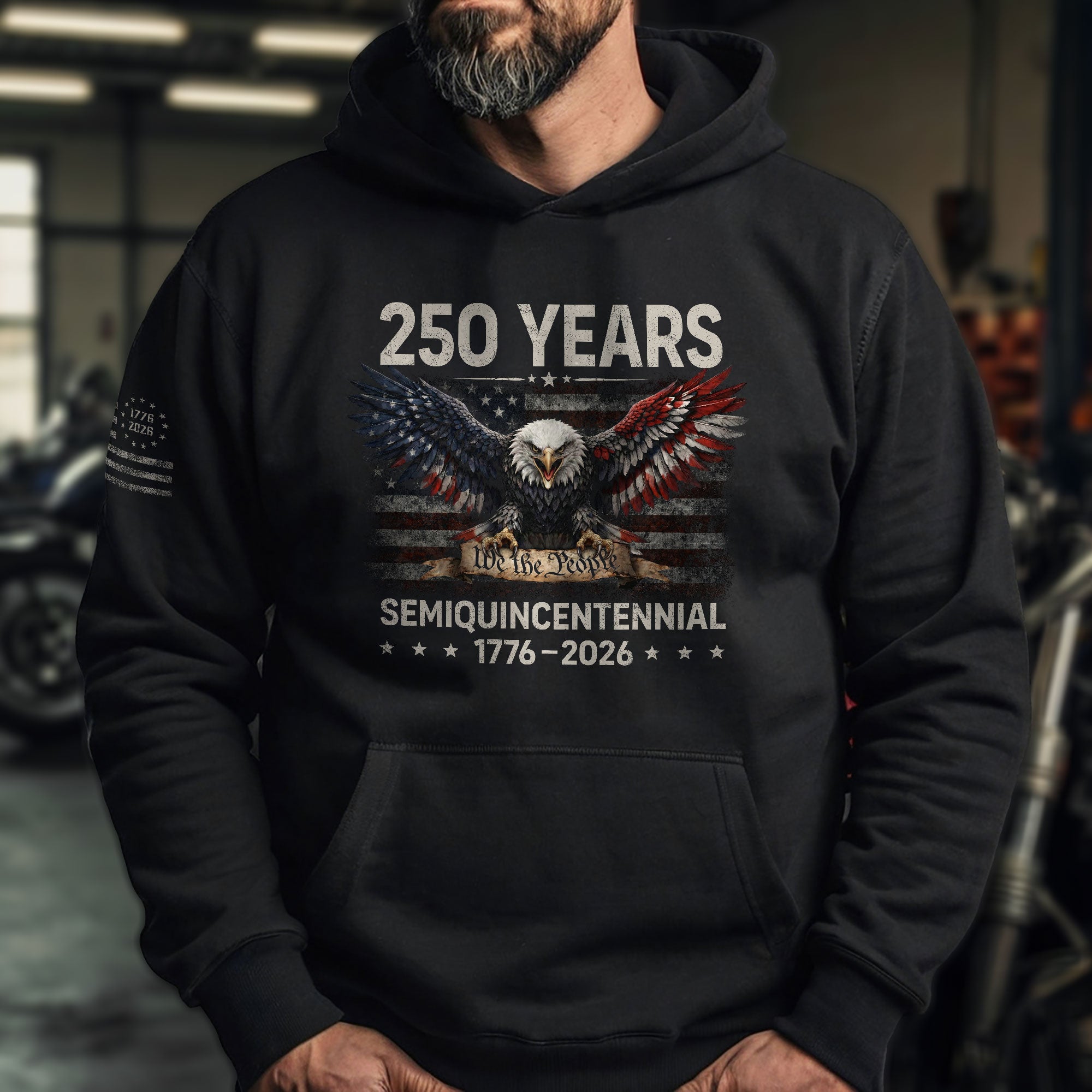 America 250th Anniversary Hoodie - Semiquincentennial 1776-2026 Patriotic We The People Mens Hoodie