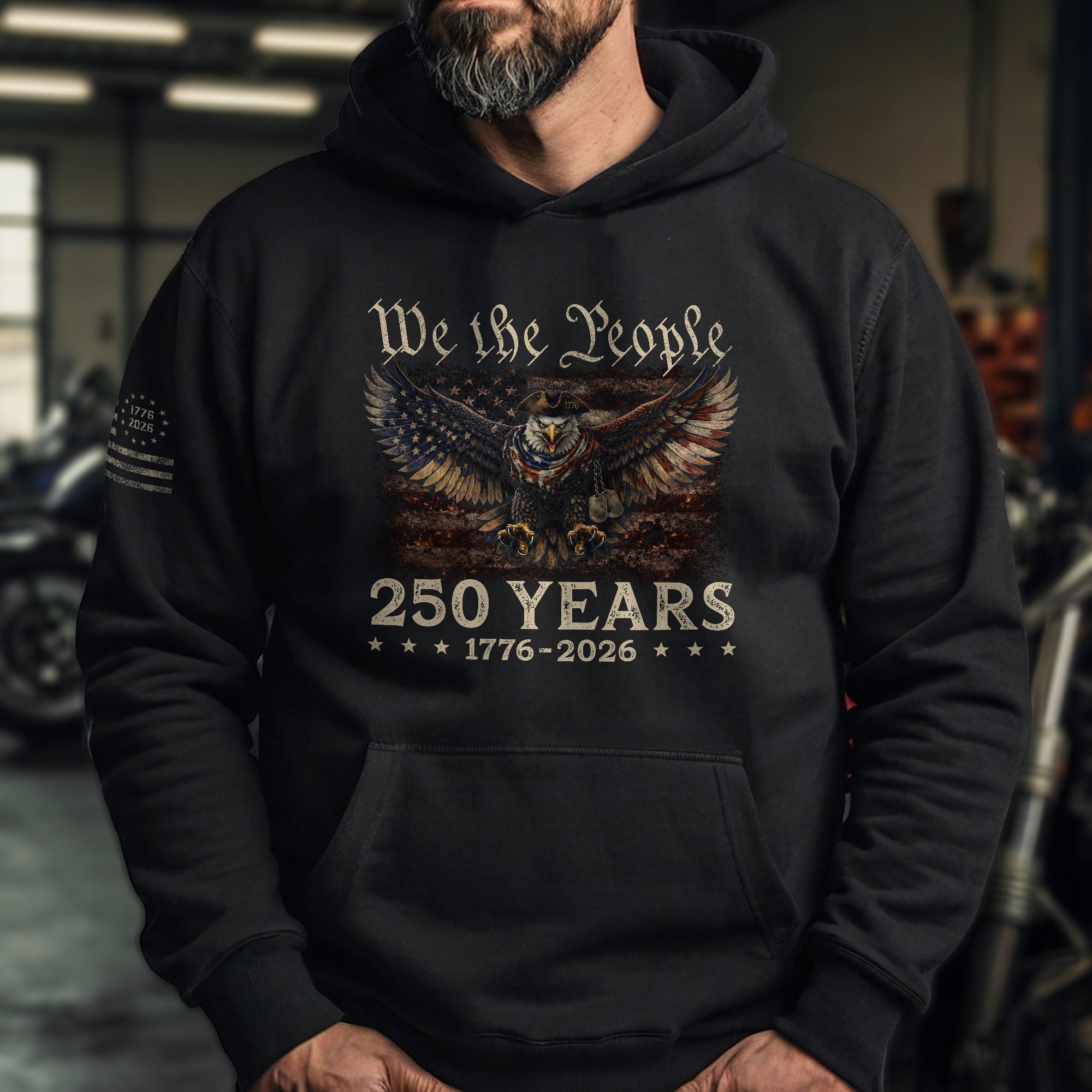 America 250th Anniversary Hoodie - We The People 1776-2026 Semiquincentennial Eagle Patriotic Flag Mens Hoodie