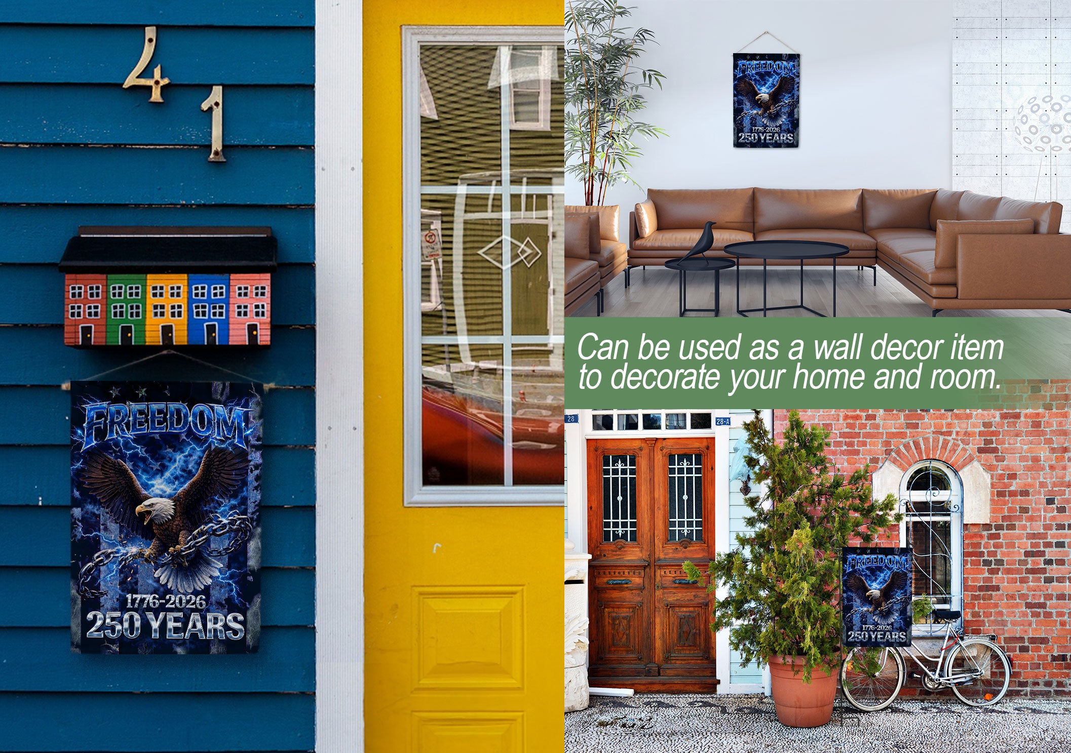 250 Years America Anniversary Garden Flag - Patriotic Freedom Eagle 1776-2026, Semiquincentennial Double Sided Outdoor Decor