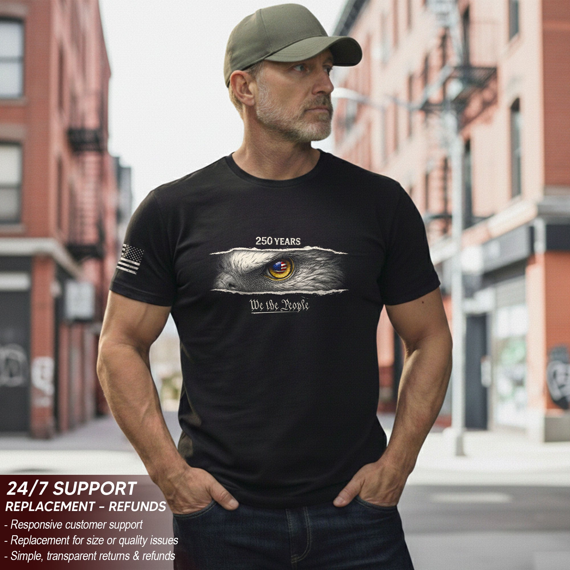 America 250th Anniversary Shirt - Eagle Eye We The People T-Shirt, 1776-2026 Semiquincentennial Patriotic Men's Tee