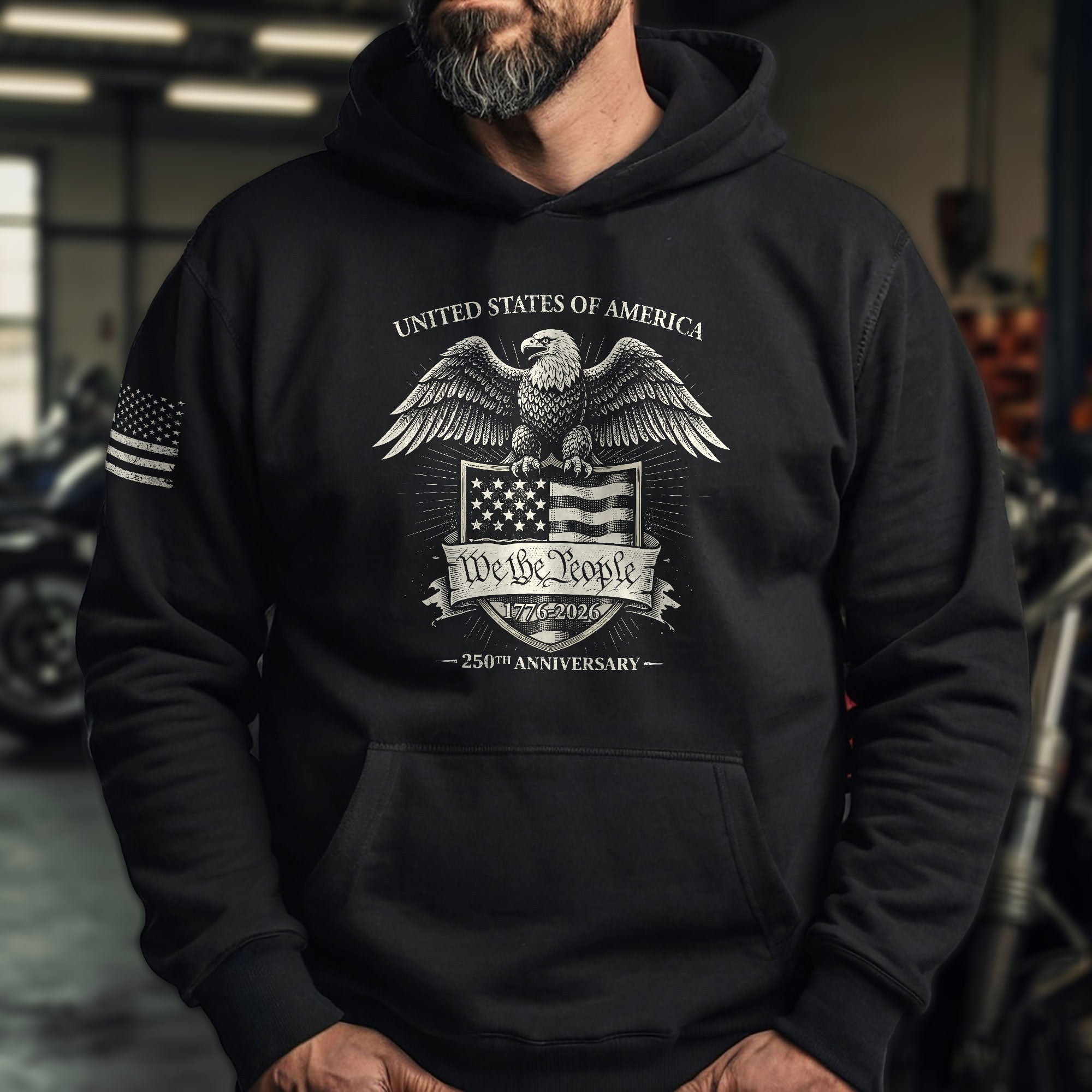 United States 250th Anniversary 1776-2026 Semiquincentennial Hoodie – Vintage USA Flag We The People Heritage Edition Apparel