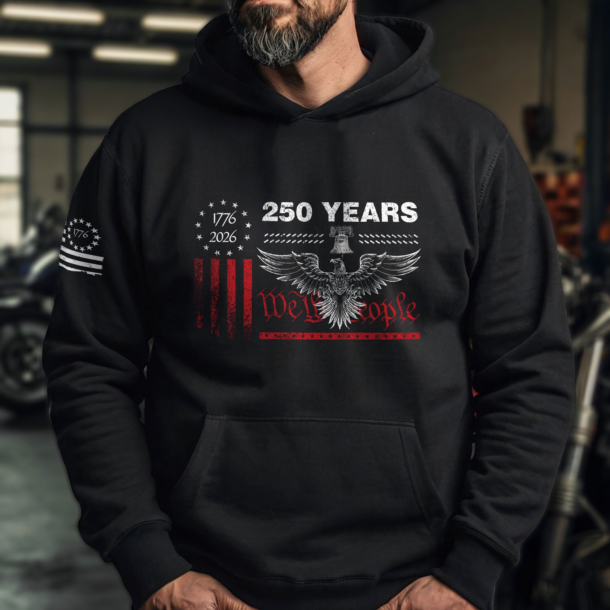 USA 250th Anniversary 1776-2026 Semiquincentennial Hoodie – We The People Eagle Patriotic Flag 250 Years Freedom Apparel