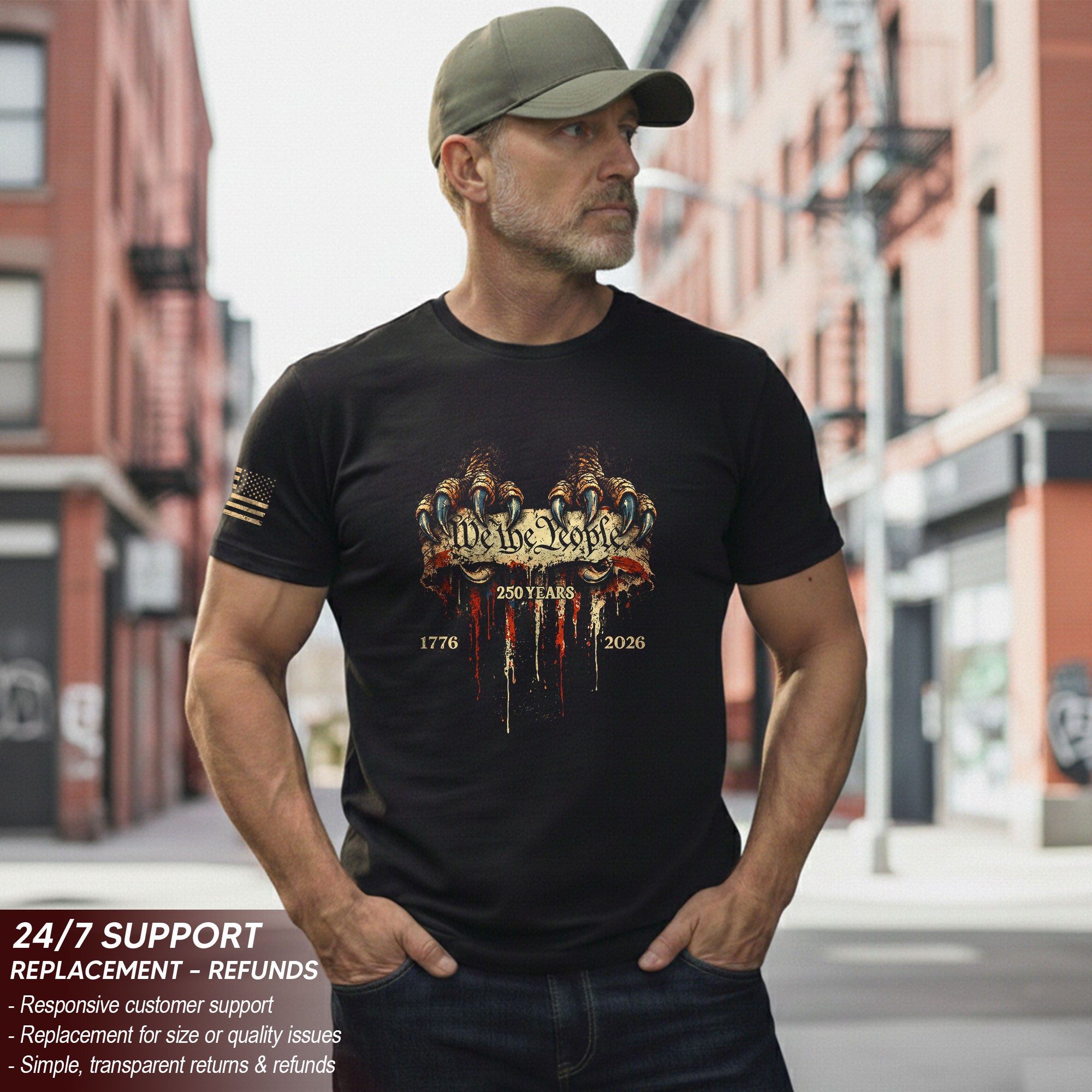 USA 250th Anniversary 1776-2026 T-Shirt – Patriotic Eagle Talons We The People America Tee