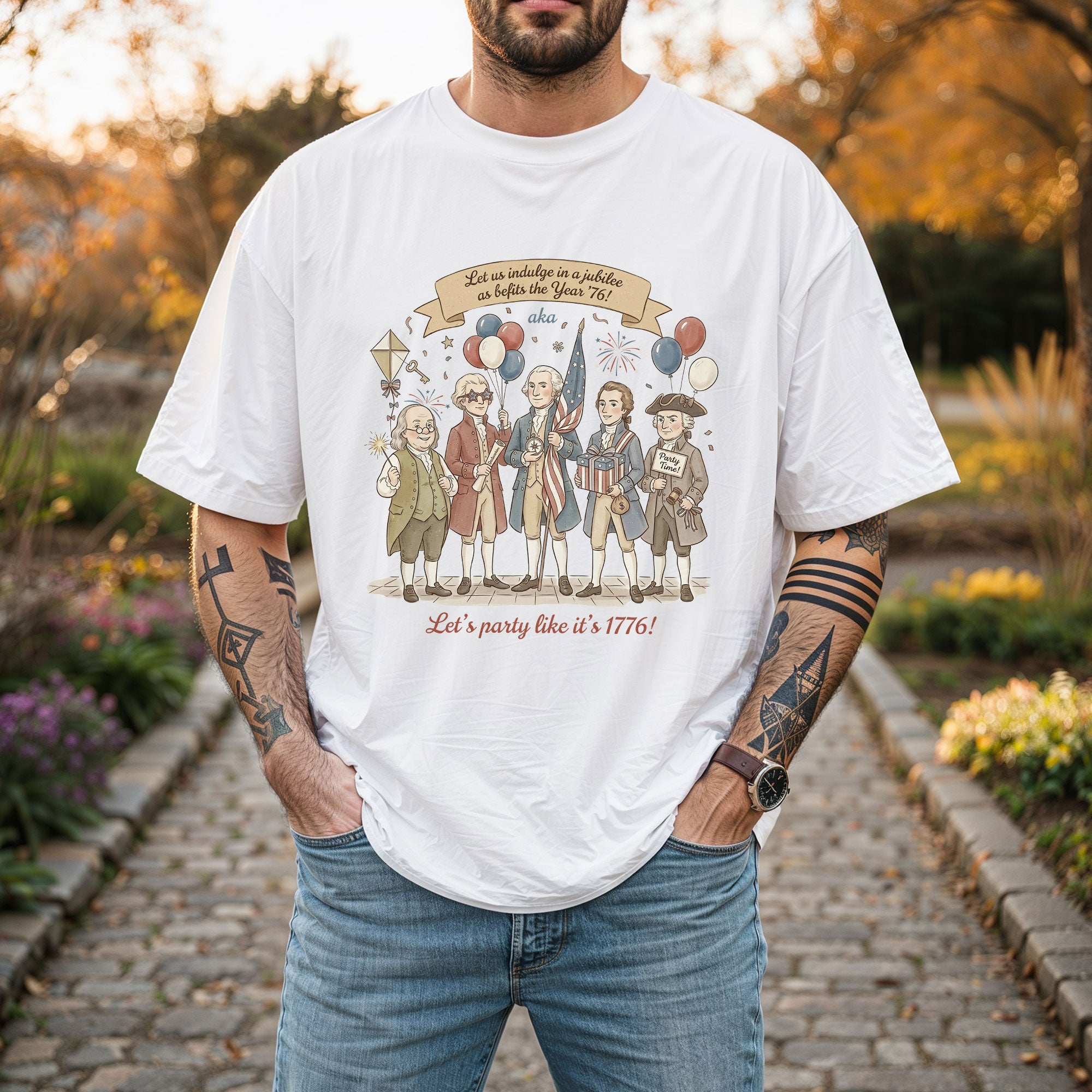 Vintage Funny Founding Fathers Shirt Let's Party Like It's 1776 Patriotic