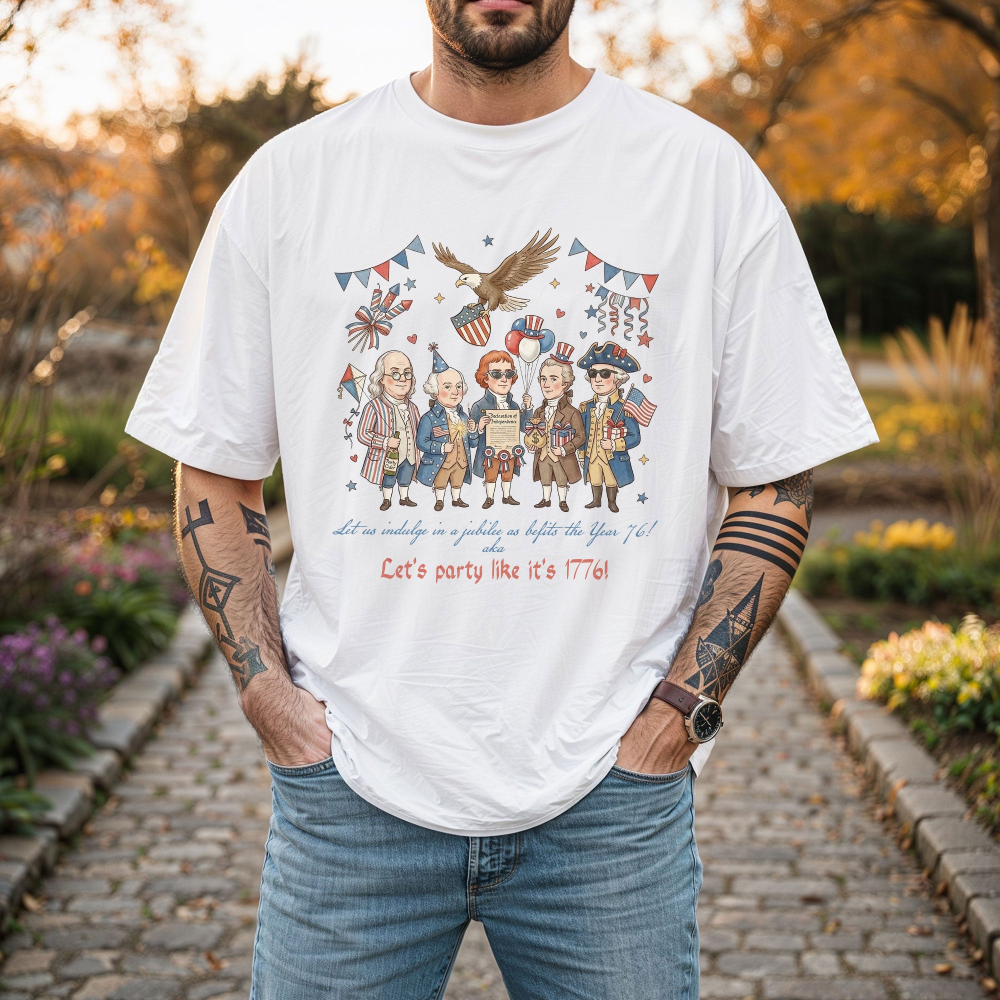 Funny Founding Fathers 1776 Party Shirt Patriotic Eagle Vintage America 250 Years