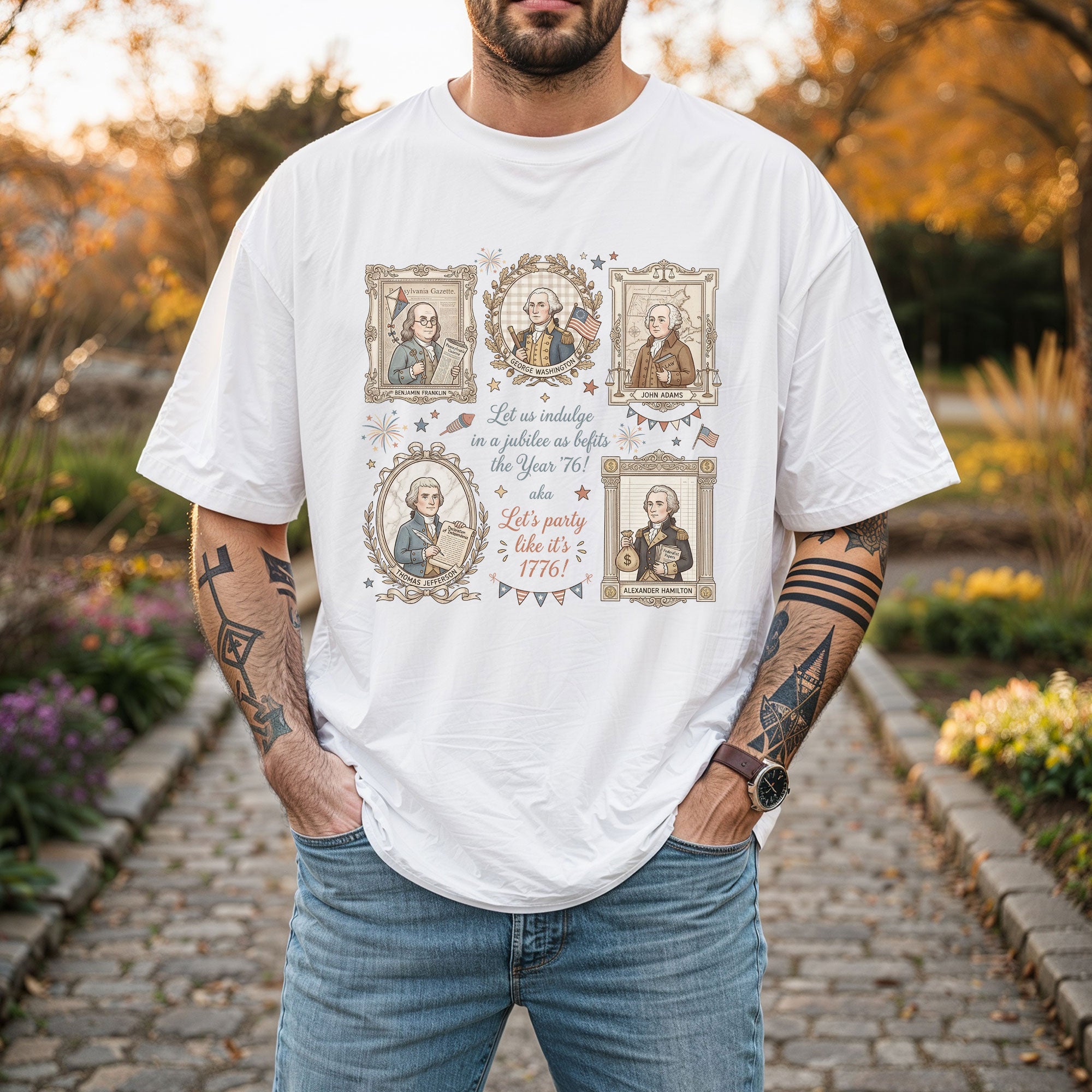 Funny Founding Fathers Portrait Shirt Let’s Party Like It’s 1776 Patriotic Vintage USA