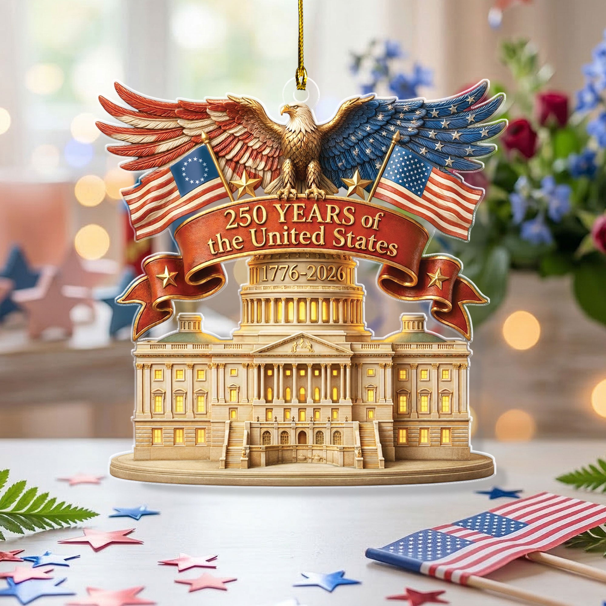 United States 250 Years 1776-2026 Patriotic Eagle Keepsake Acrylic Ornament Gift