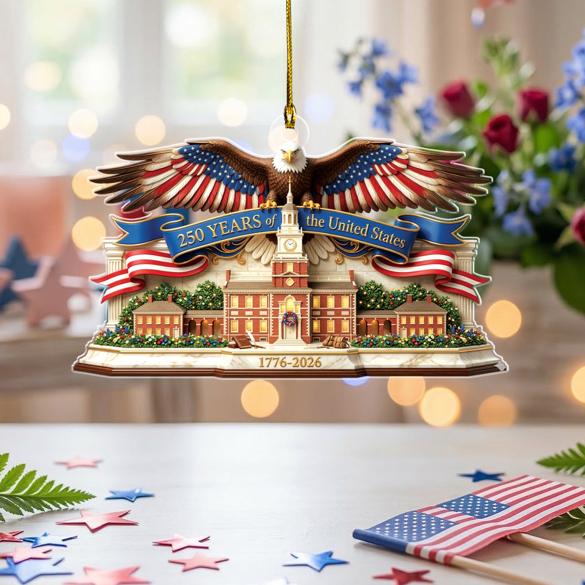 United States 250 Years 1776-2026 Heritage Eagle Banner Acrylic Ornament Keepsake Gift