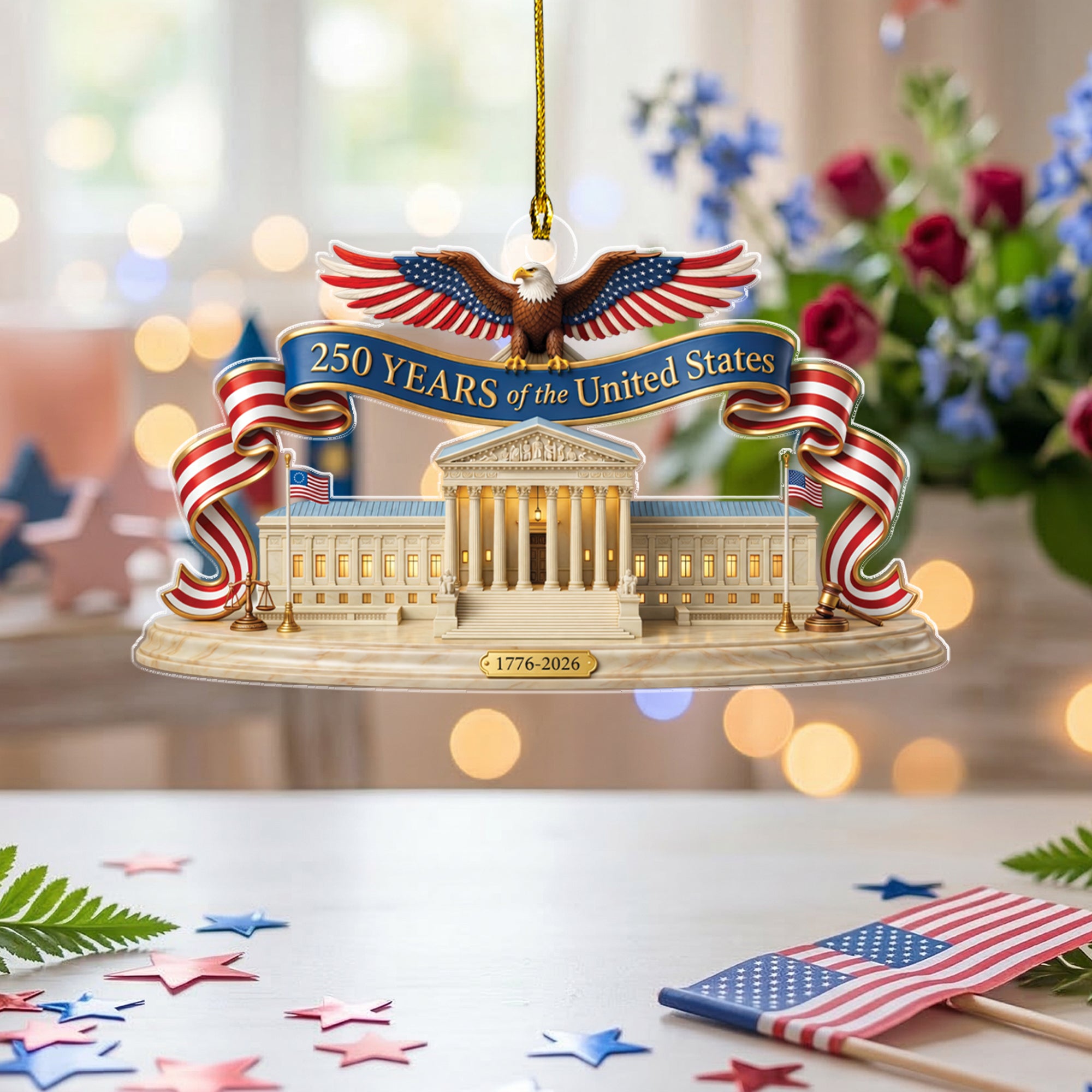 250 Years United States 1776-2026 Supreme Court Justice Eagle Flat Acrylic Ornament