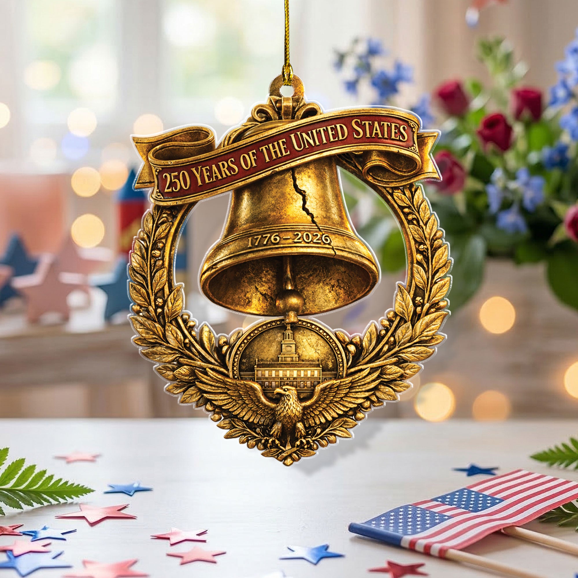 2026 U.S. 250th Anniversary Commemorative Acrylic Ornament – Liberty Bell & American Eagle