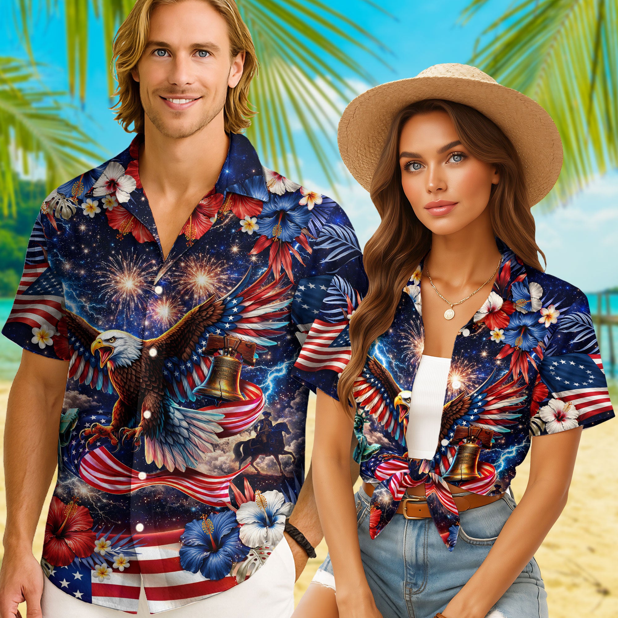 250 Years Hawaiian Shirt Patriotic 1776 2026 Eagle Independence Day Liberty Bell