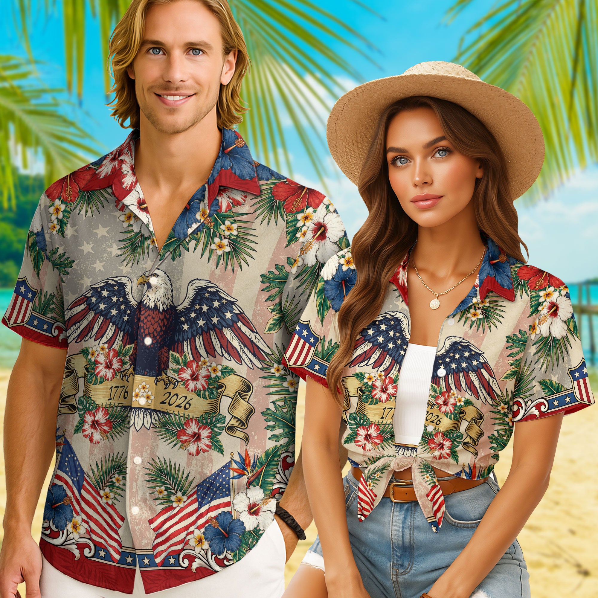 TEST- 250 Years Hawaiian Shirt Vintage Patriotic 1776 2026 Eagle Independence Day (Copy)