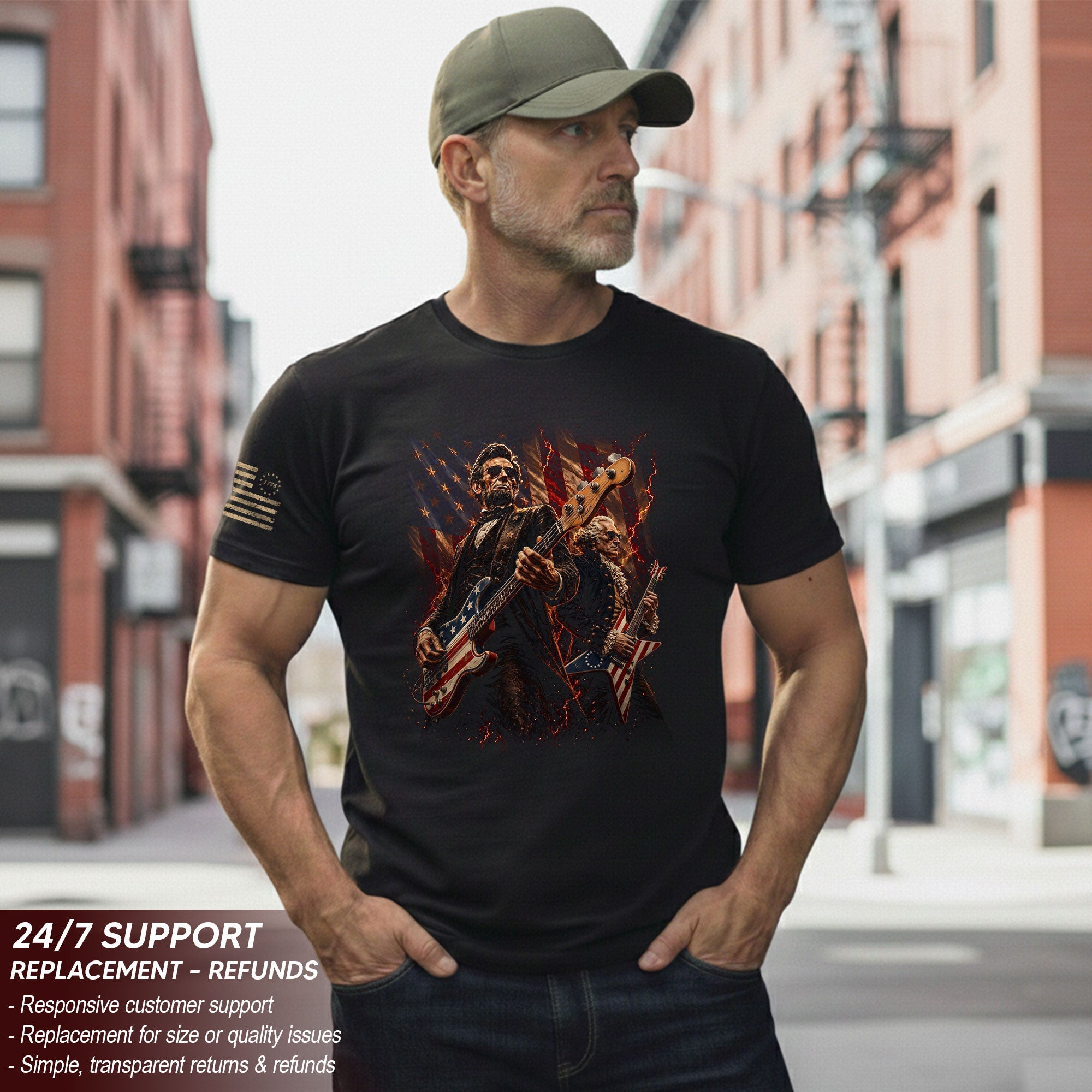 Patriotic Guitar Heroes Shirt 250 Years of Freedom Vintage American Rock Tee
