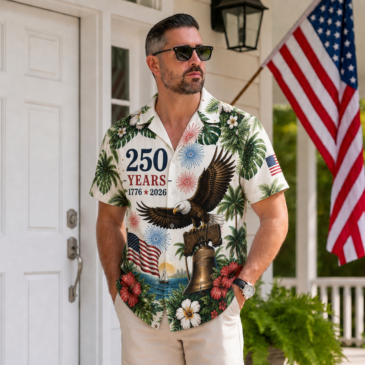 United States 250 Years Hawaiian Shirt Patriotic Eagle Tropical Independence Day Gift