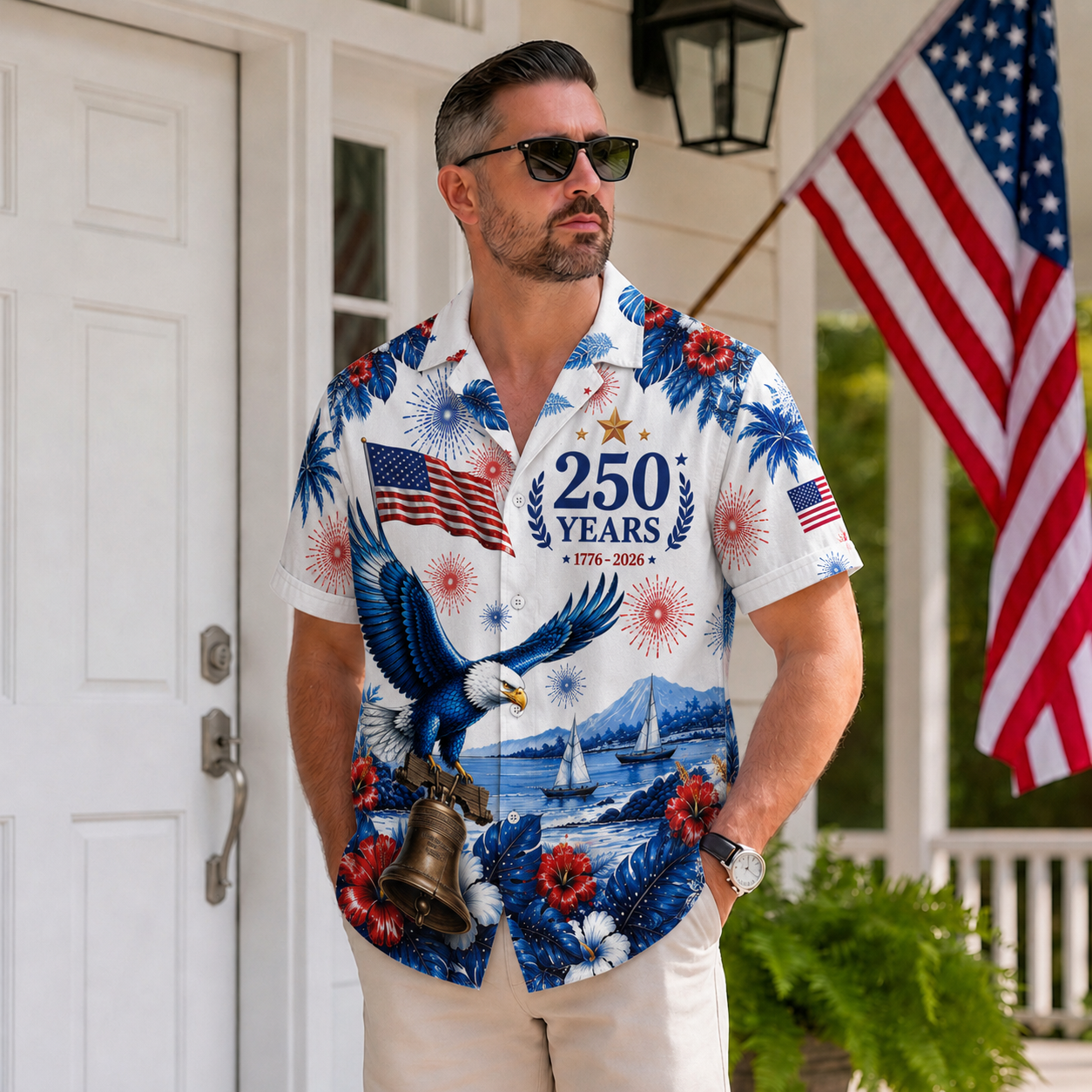 United States Patriotic Hawaiian Shirt 250 Years Freedom Celebration Apparel