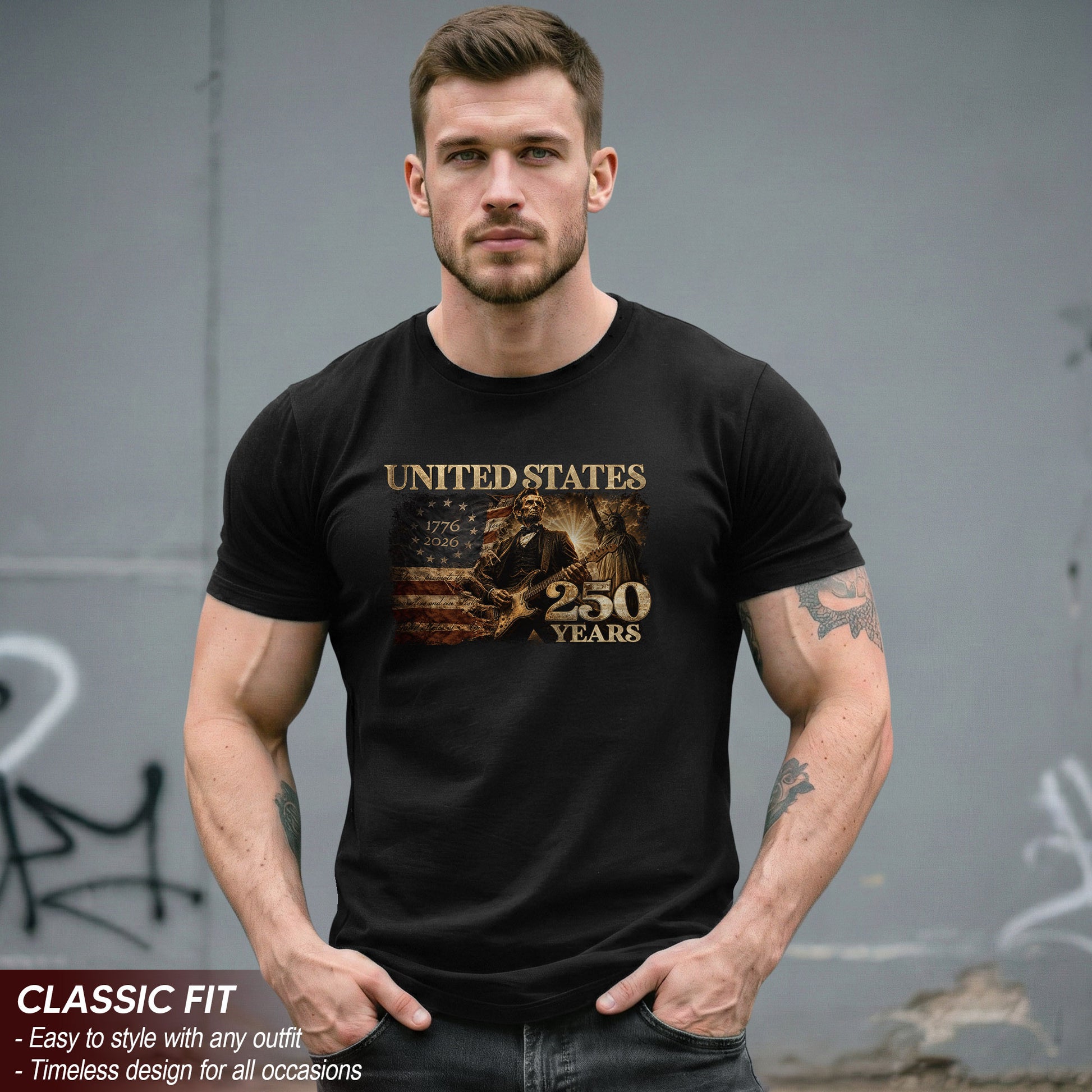 1776-2026 Patriotic Historical Graphic T Shirt - Lincoln Unisex Casual Wear Tee - Rust Field Wear