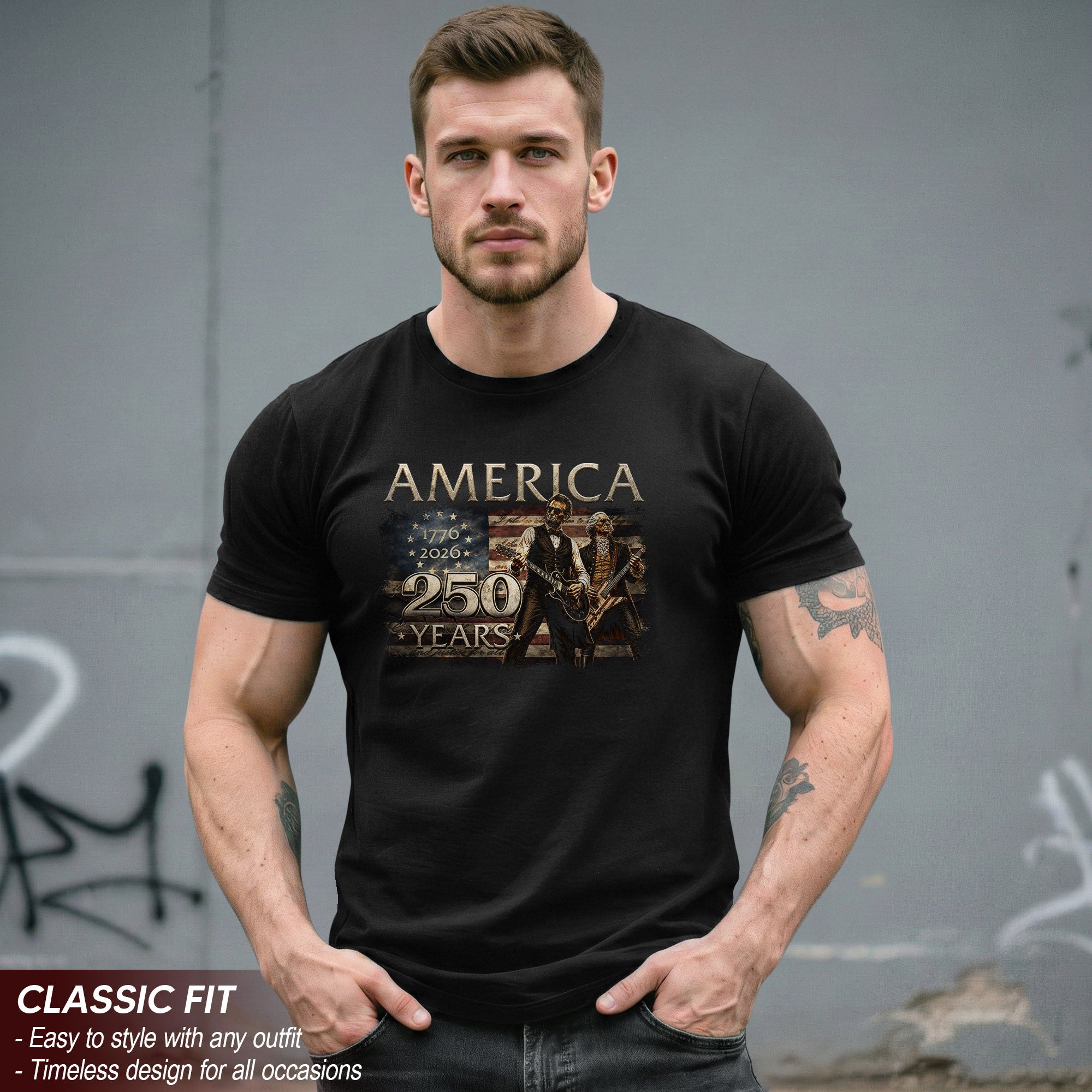 Lincoln Washington Presidents T Shirt America 250 Years Patriotic 1776 2026 Graphic