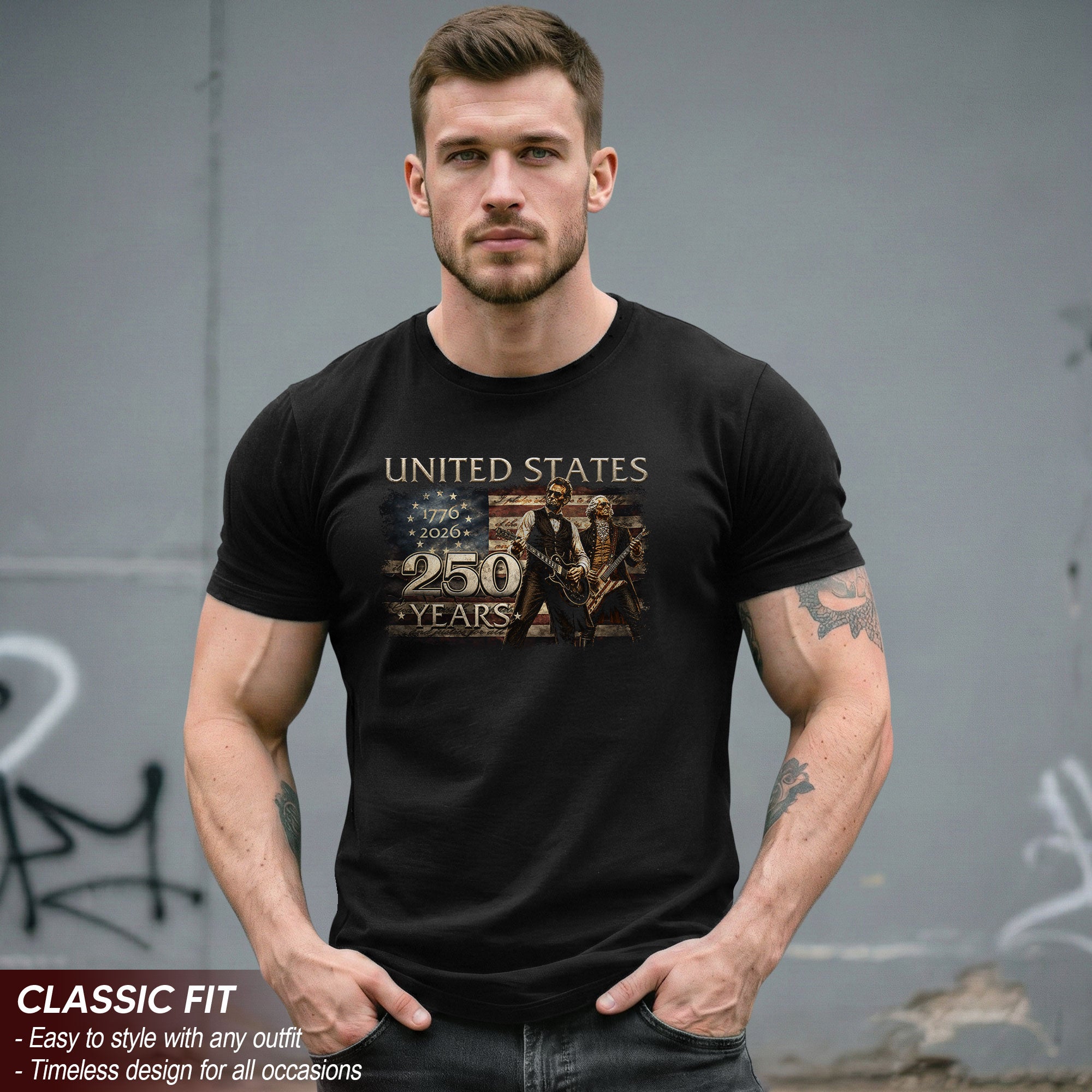 Lincoln Washington 1776-2026 Presidents T Shirt - Patriotic Graphic Unisex Apparel - Rust Field Wear
