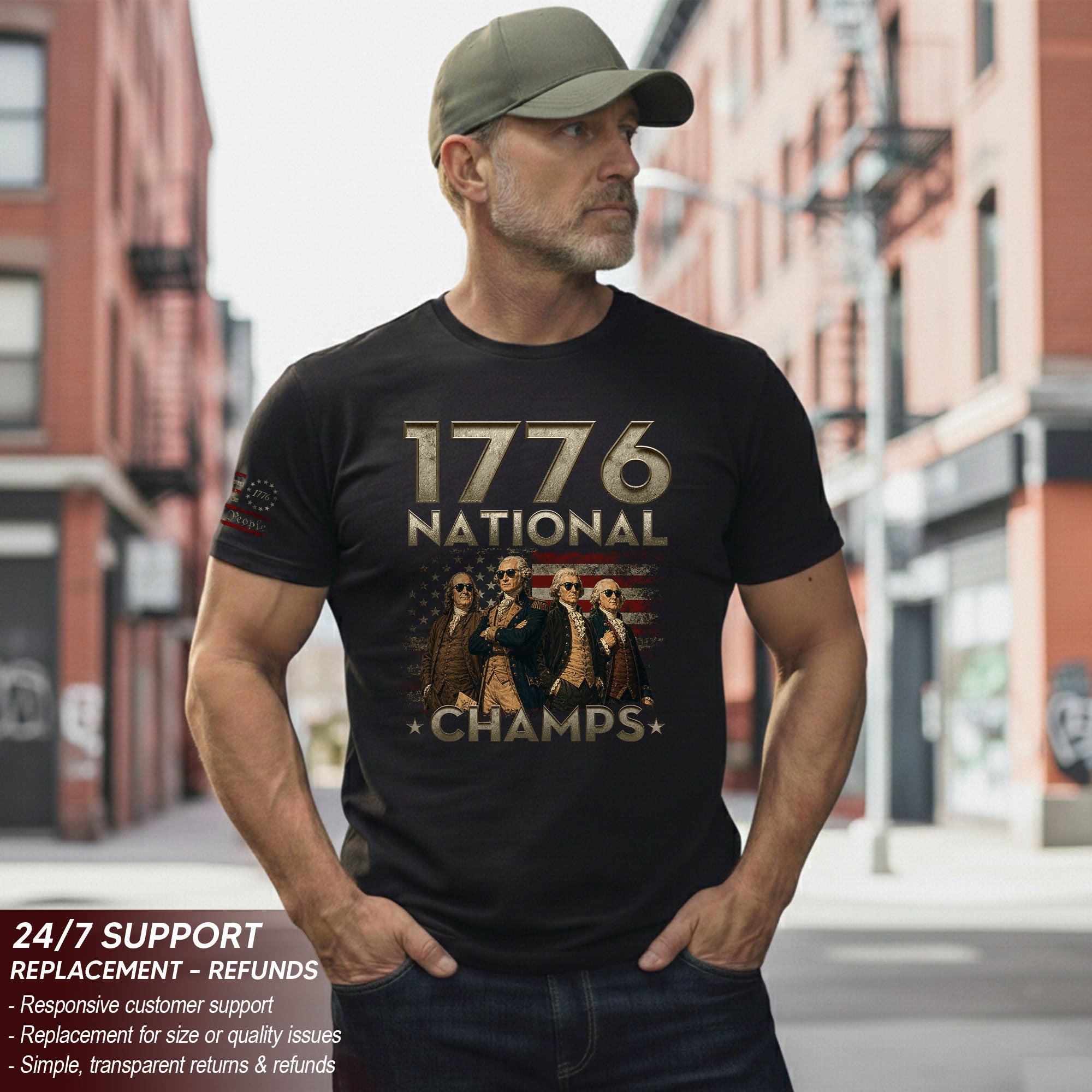 1776 National Champs Shirt Retro Independence Day American Pride Men Cool Graphic Tee