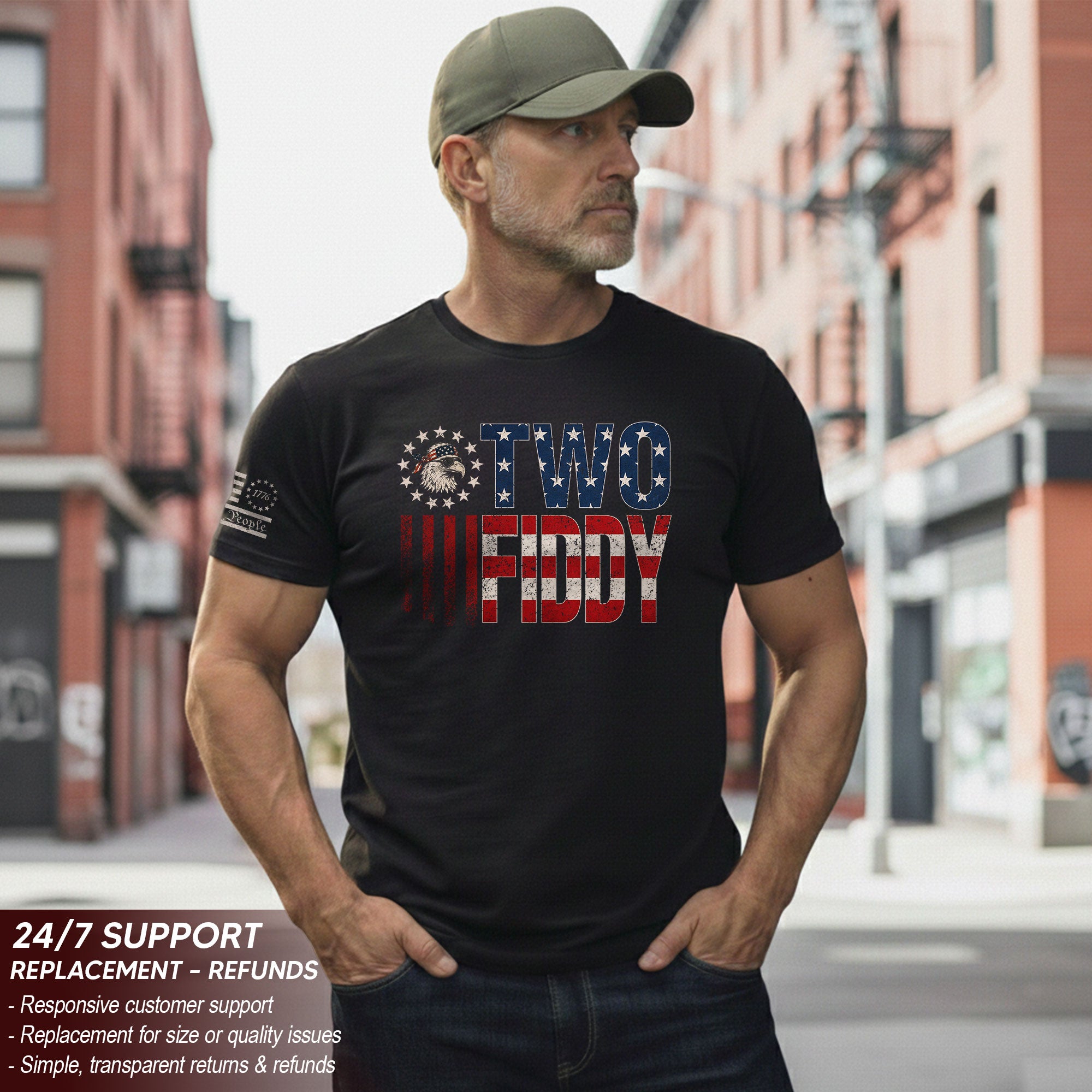 Two Fiddy Star-Spangled Graphic Tee - Patriotic 250th Anniversary Vintage Cotton Shirt