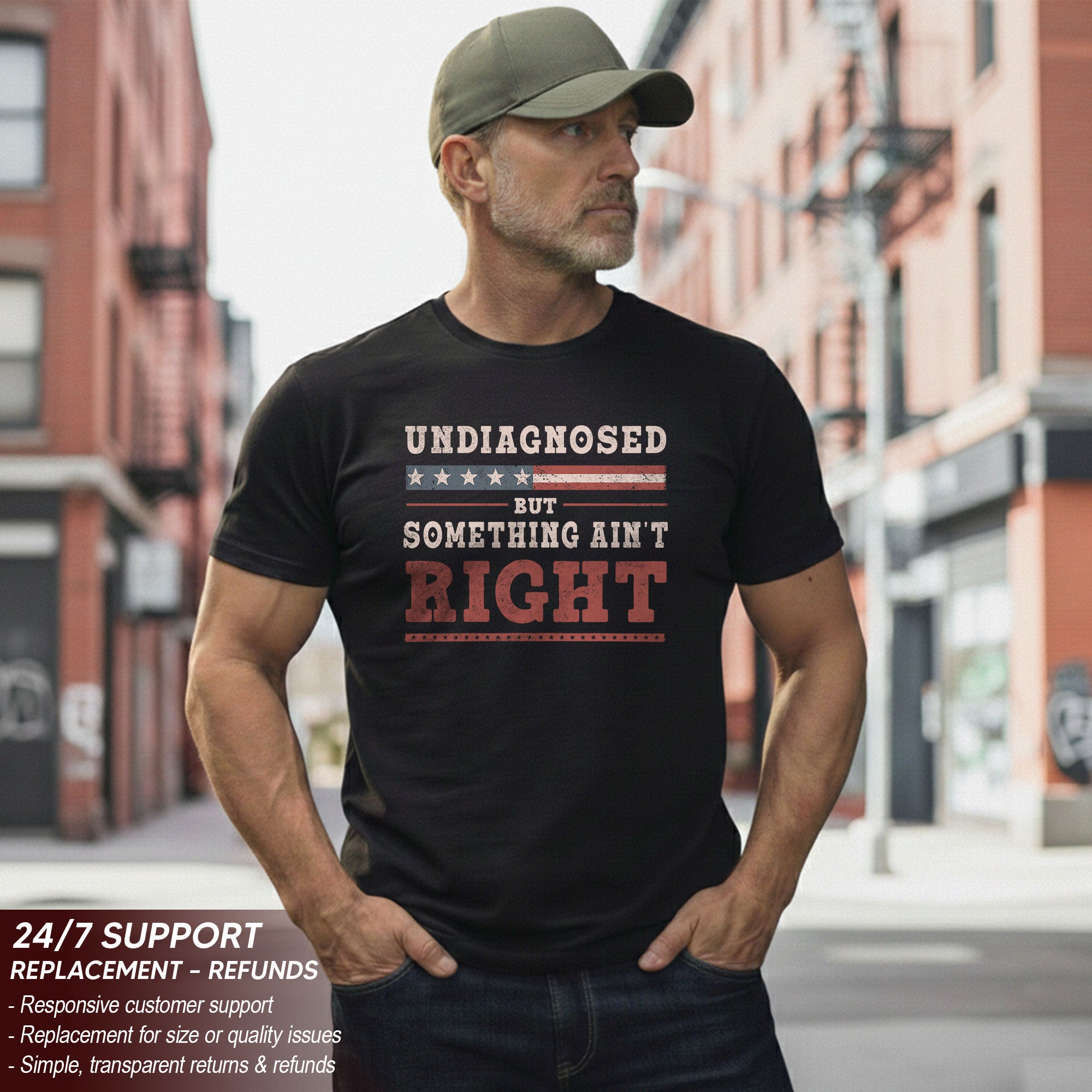 Undiagnosed But Something Ain't Right Shirt Patriotic Vintage Funny Quote Graphic Tee