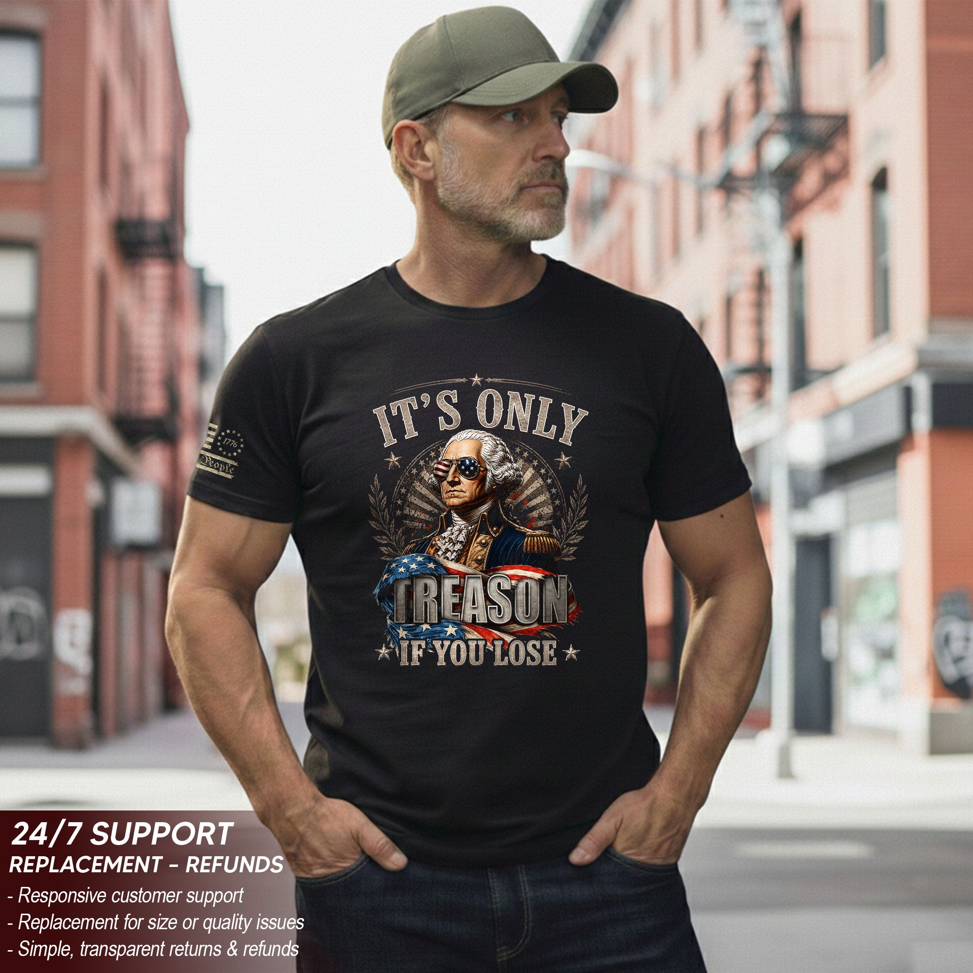 Vintage Style Patriotic T-Shirt - It’s Only Treason If You Lose Liberty Bell Design