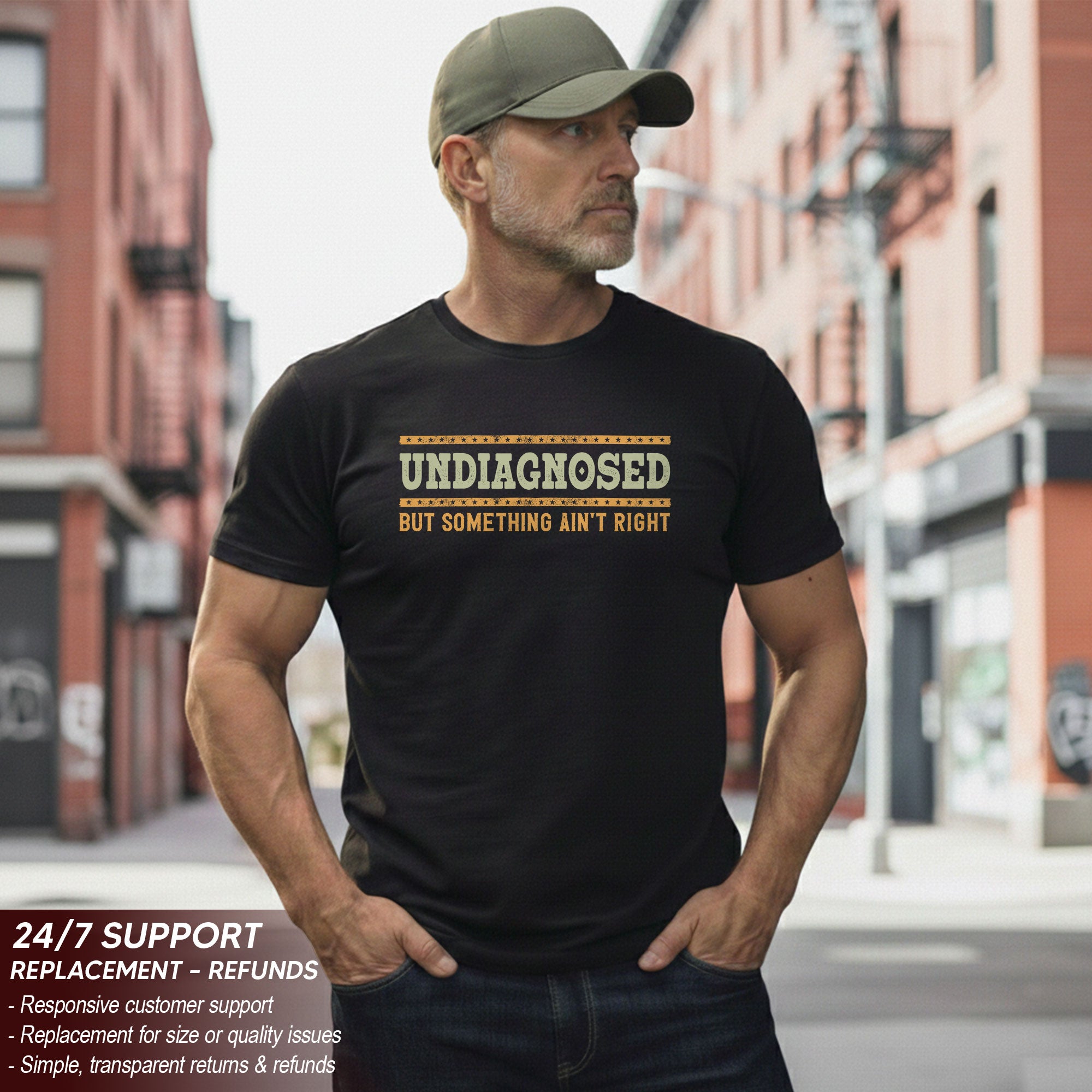 Undiagnosed But Something Ain't Right Graphic Tee Retro Style Text Statement Shirt