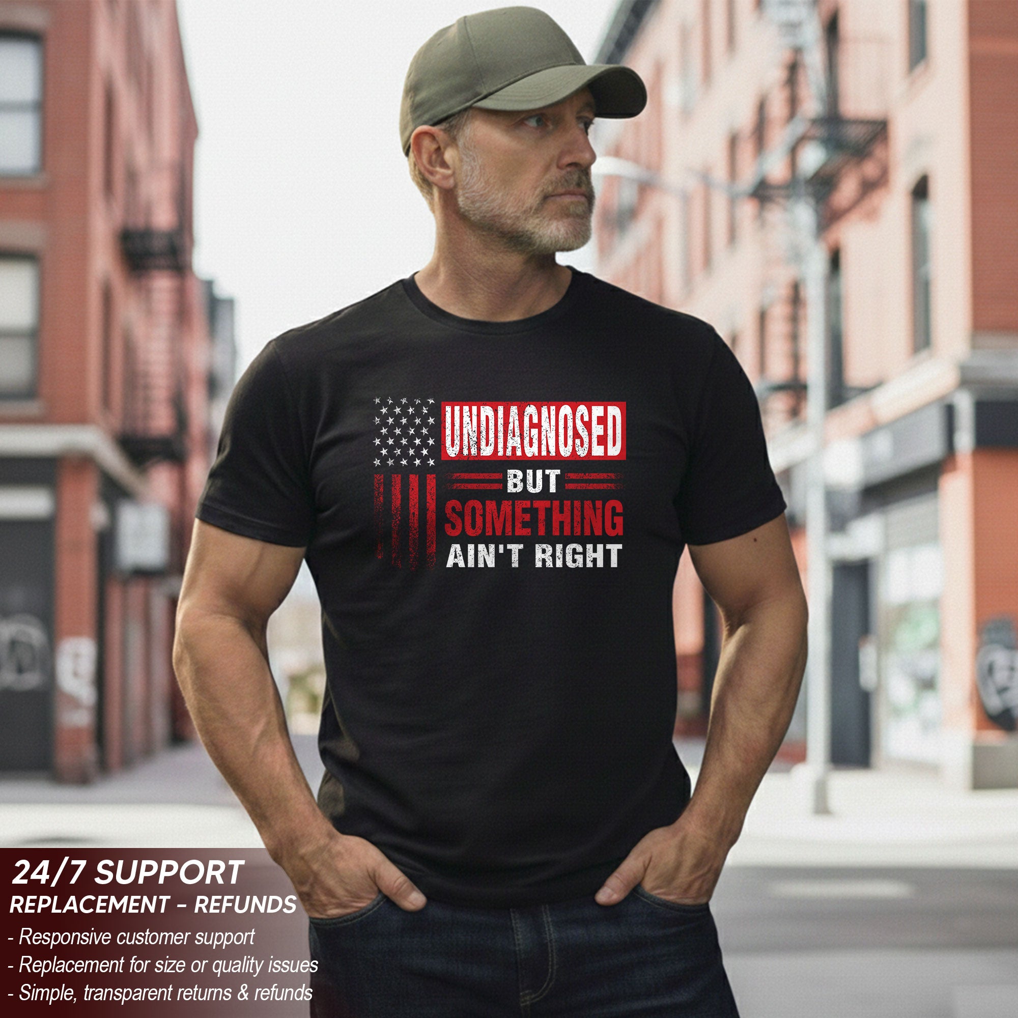 Undiagnosed But Something Ain't Right T-Shirt Patriotic American Flag Distressed Tee