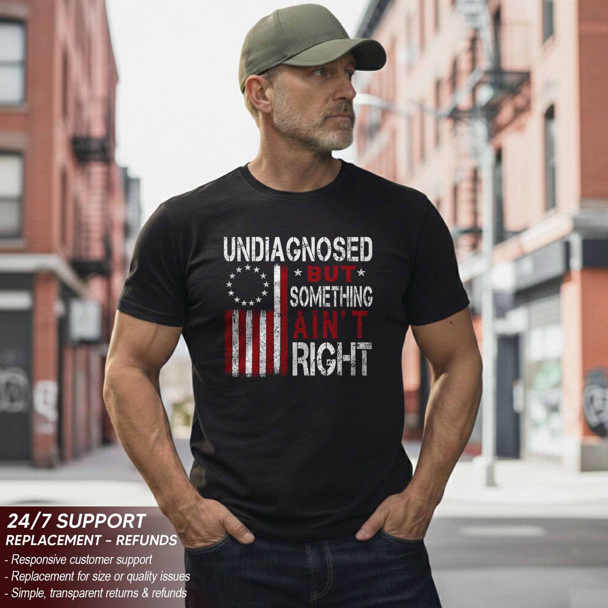 Undiagnosed But Something Ain't Right T-Shirt Betsy Ross 13 Stars Colonial US Flag Tee